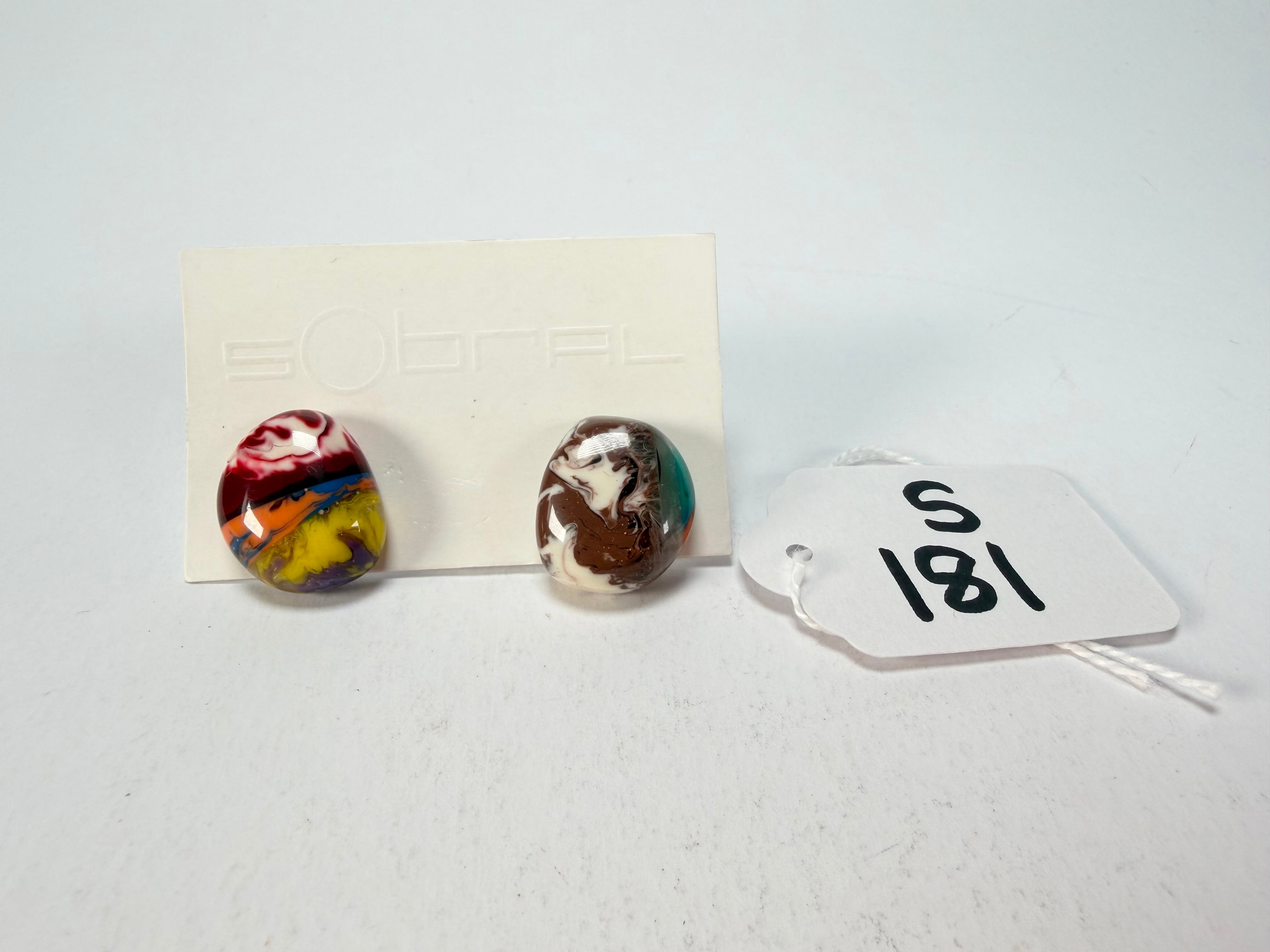 Sobral - Multi-Colour "Onda Wave" Pollock Resin Earrings ( 005330 )