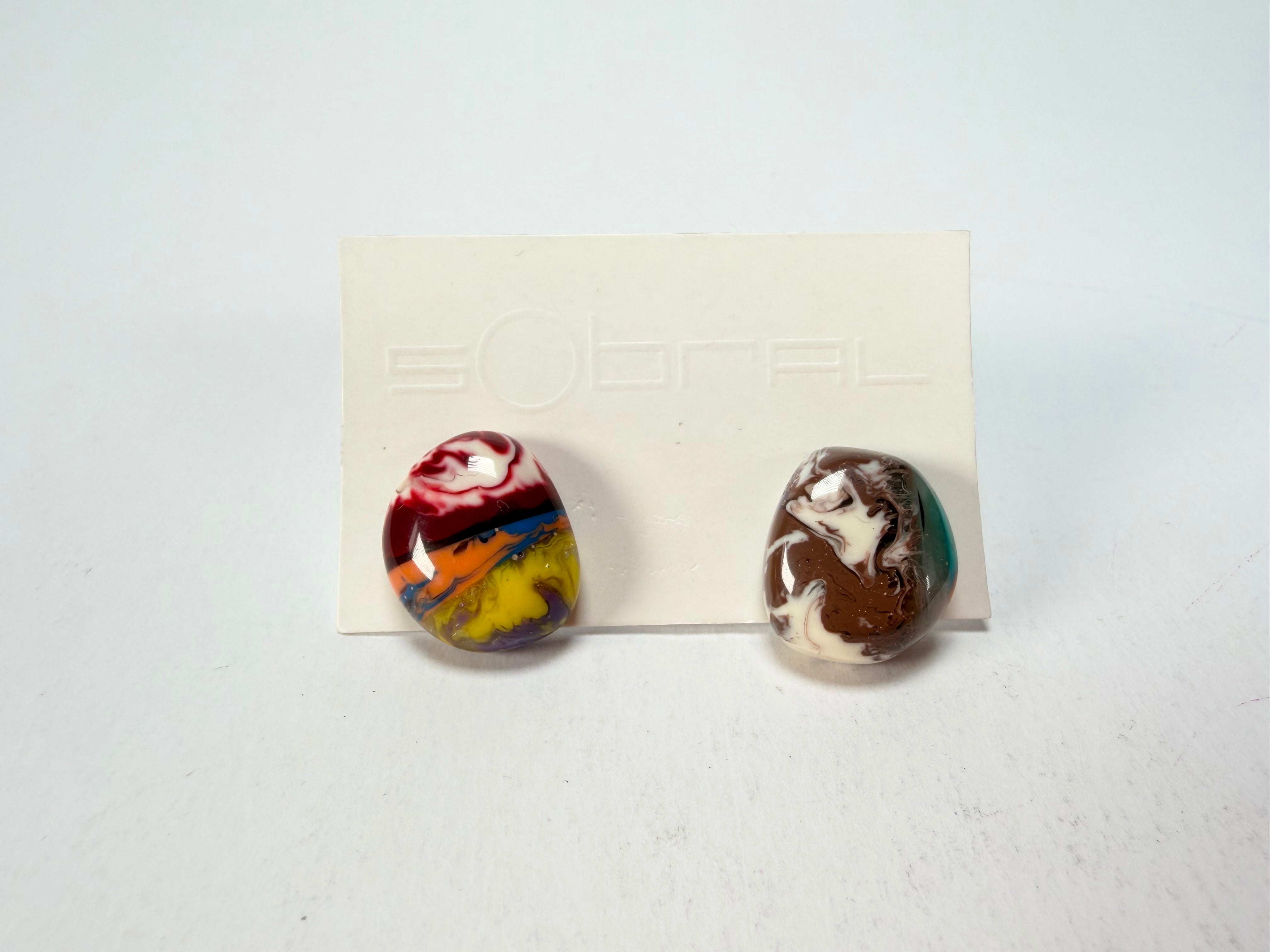 Sobral - Multi-Colour "Onda Wave" Pollock Resin Earrings ( 005330 )
