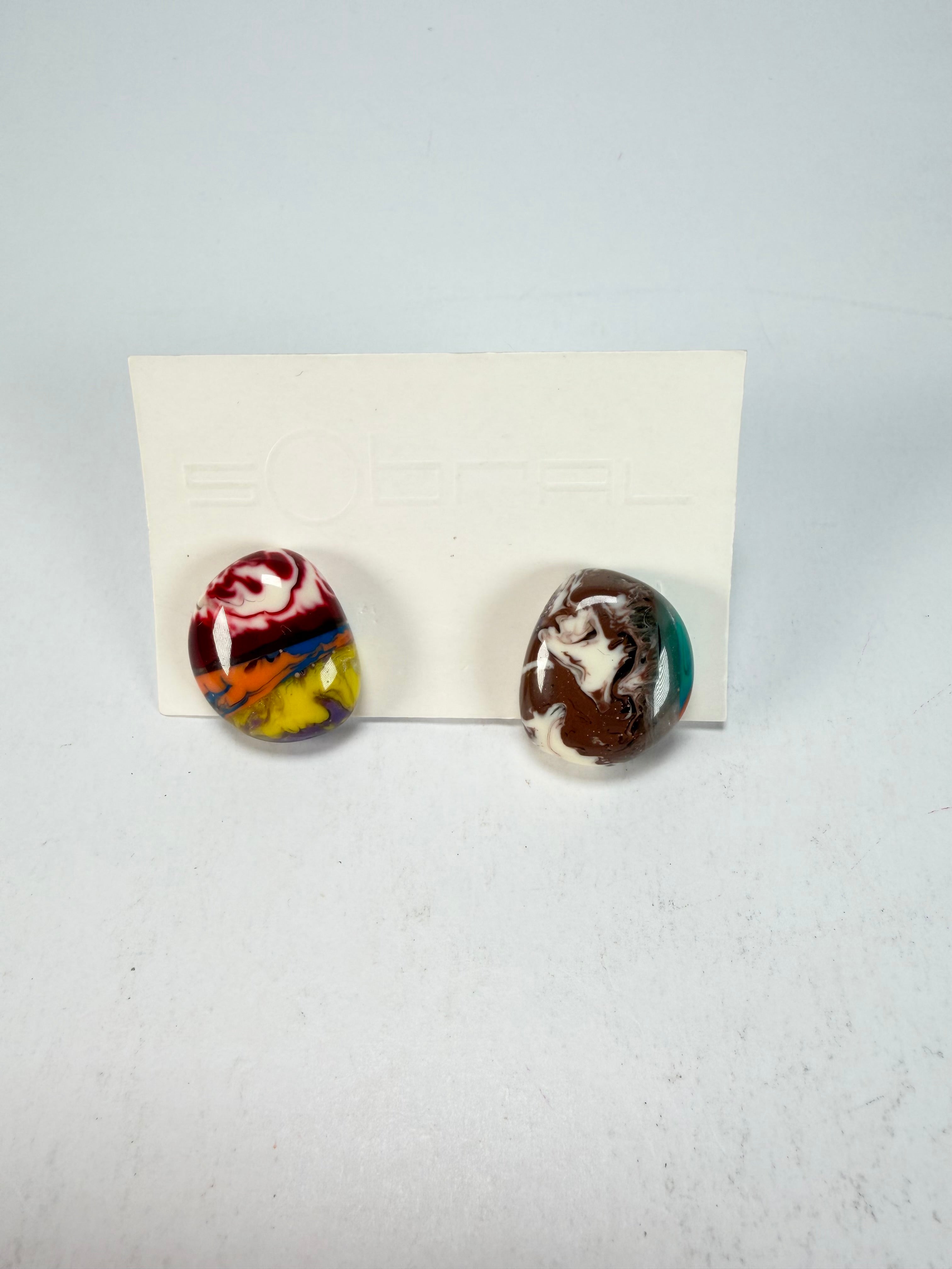 Sobral - Multi-Colour "Onda Wave" Pollock Resin Earrings ( 005330 )