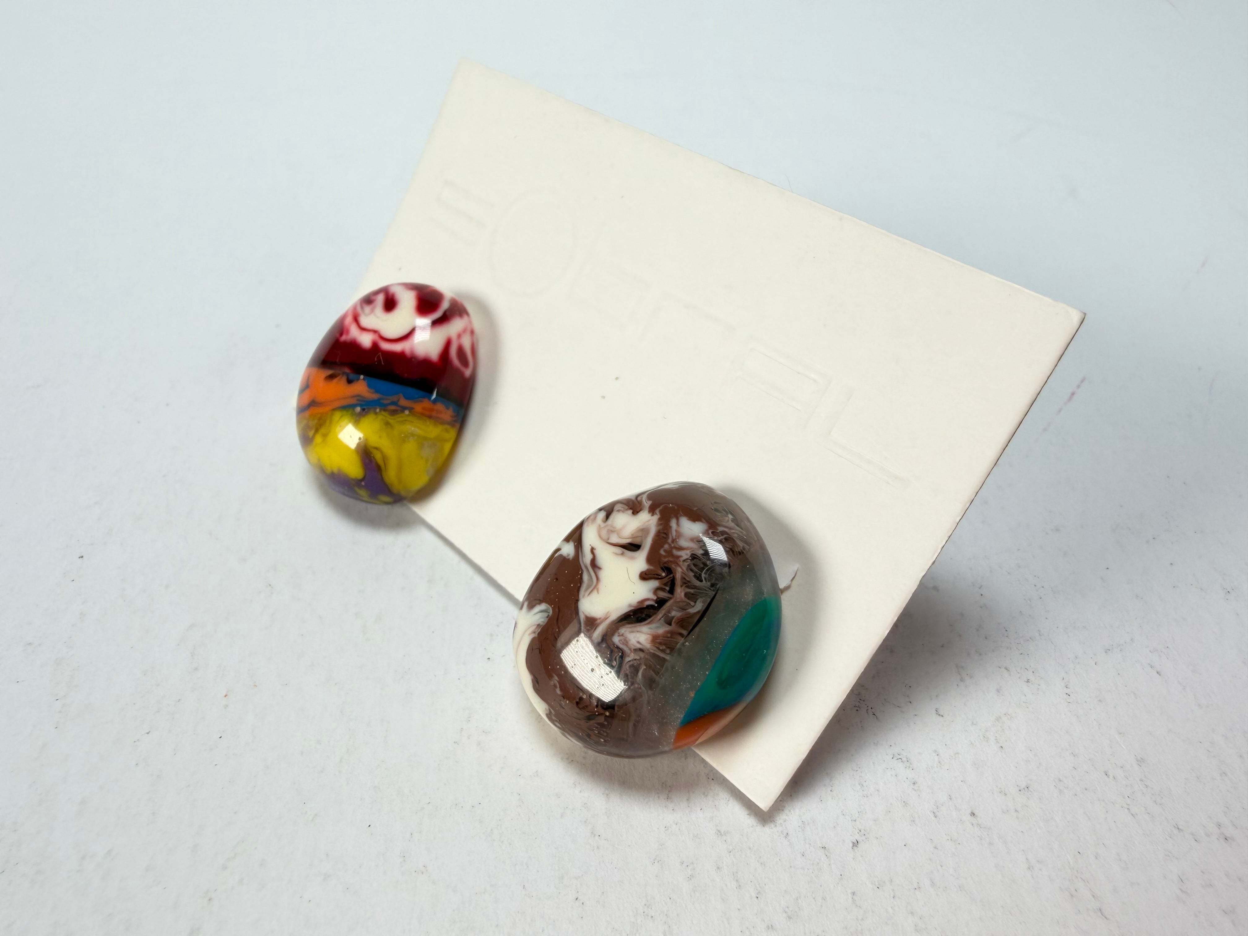 Sobral - Multi-Colour "Onda Wave" Pollock Resin Earrings ( 005330 )
