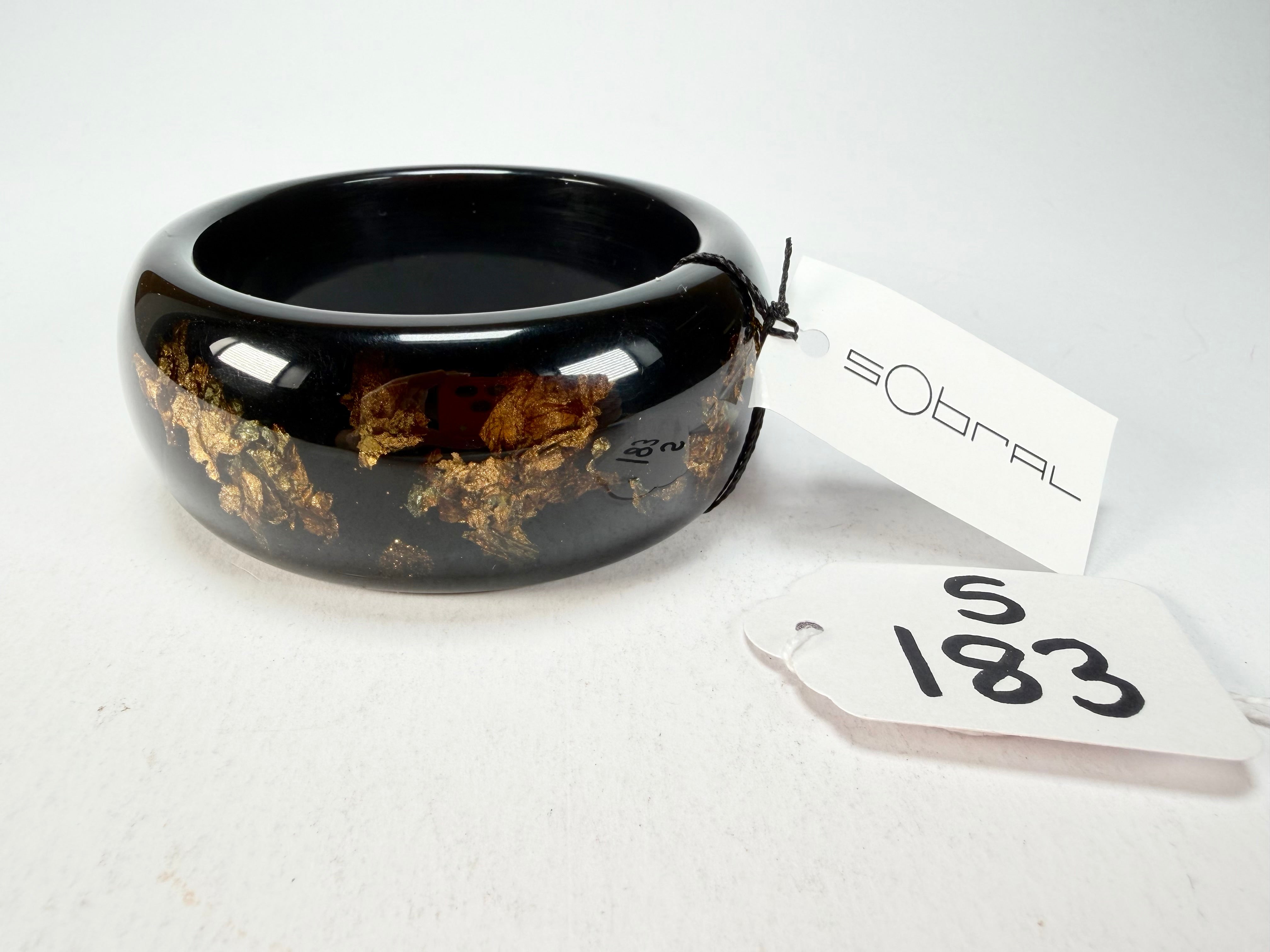 Sobral - Metalique Orlando "PB34" Black & Gold Resin Solid Bangle ( 000000 )