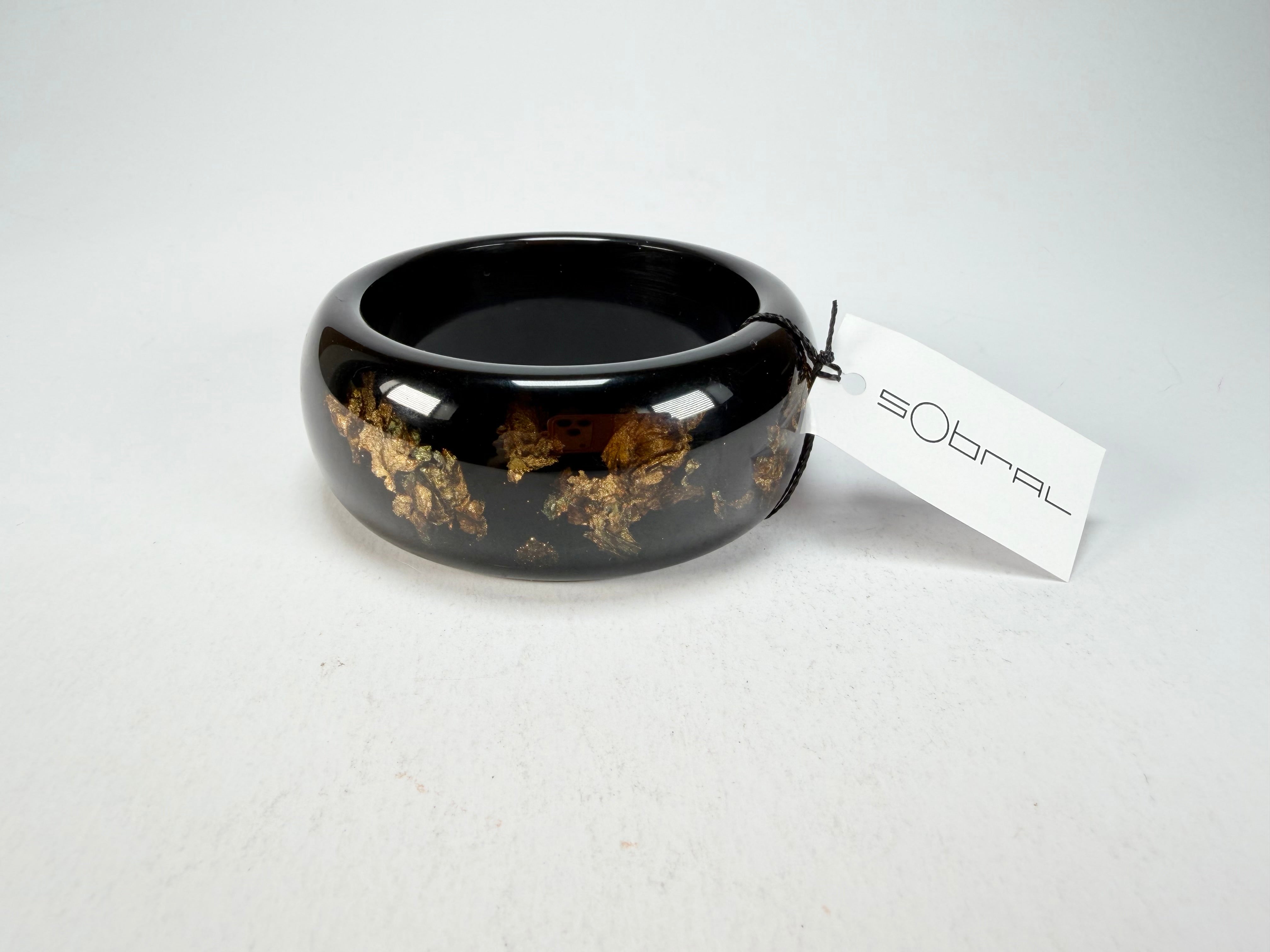 Sobral - Metalique Orlando "PB34" Black & Gold Resin Solid Bangle ( 000000 )