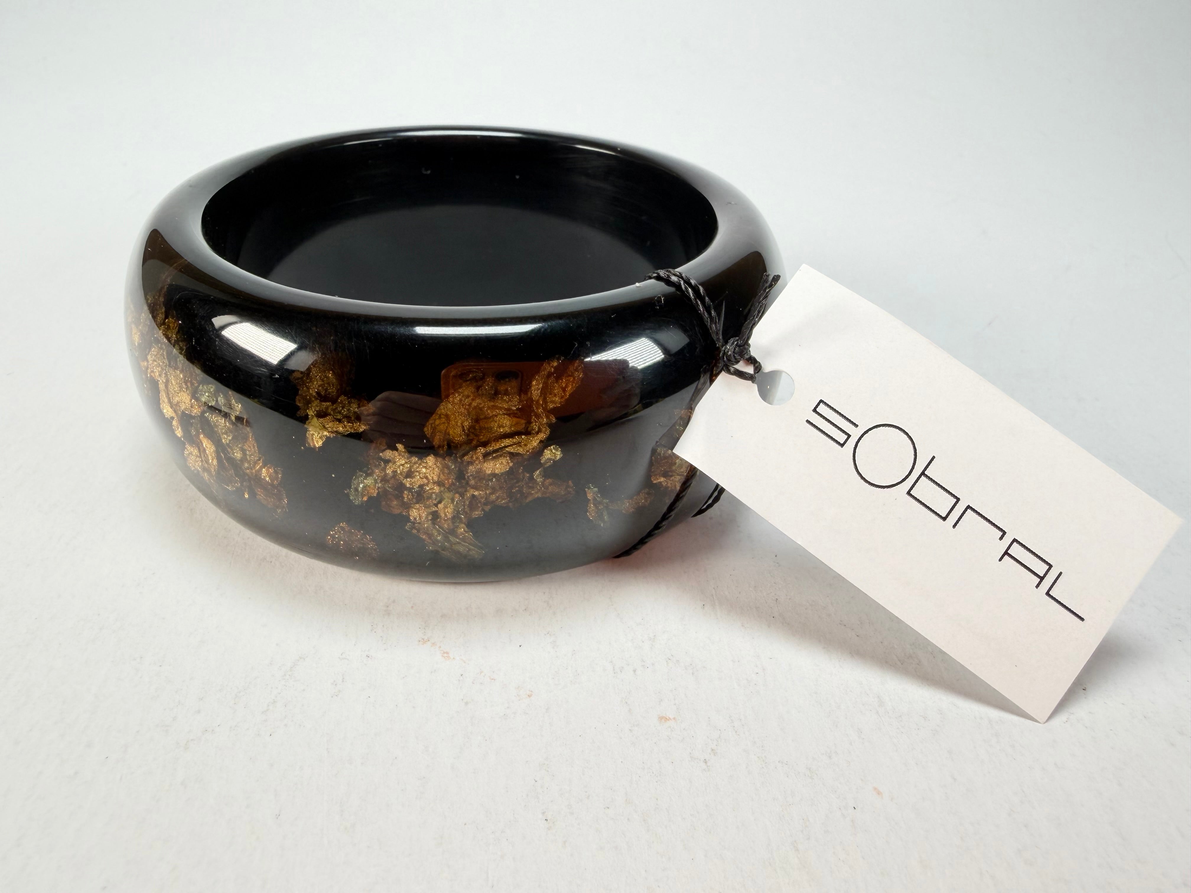Sobral - Metalique Orlando "PB34" Black & Gold Resin Solid Bangle ( 000000 )