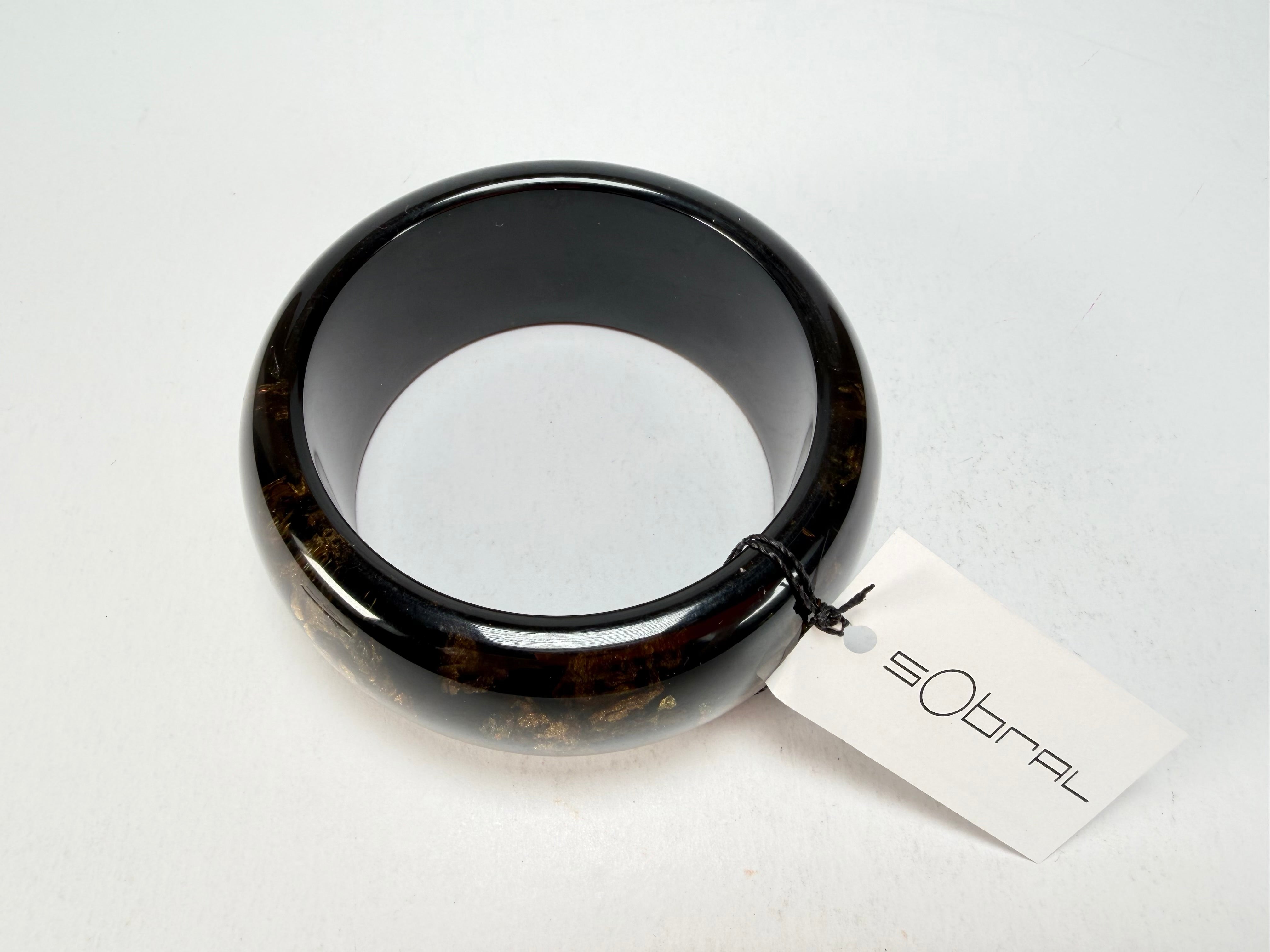 Sobral - Metalique Orlando "PB34" Black & Gold Resin Solid Bangle ( 000000 )