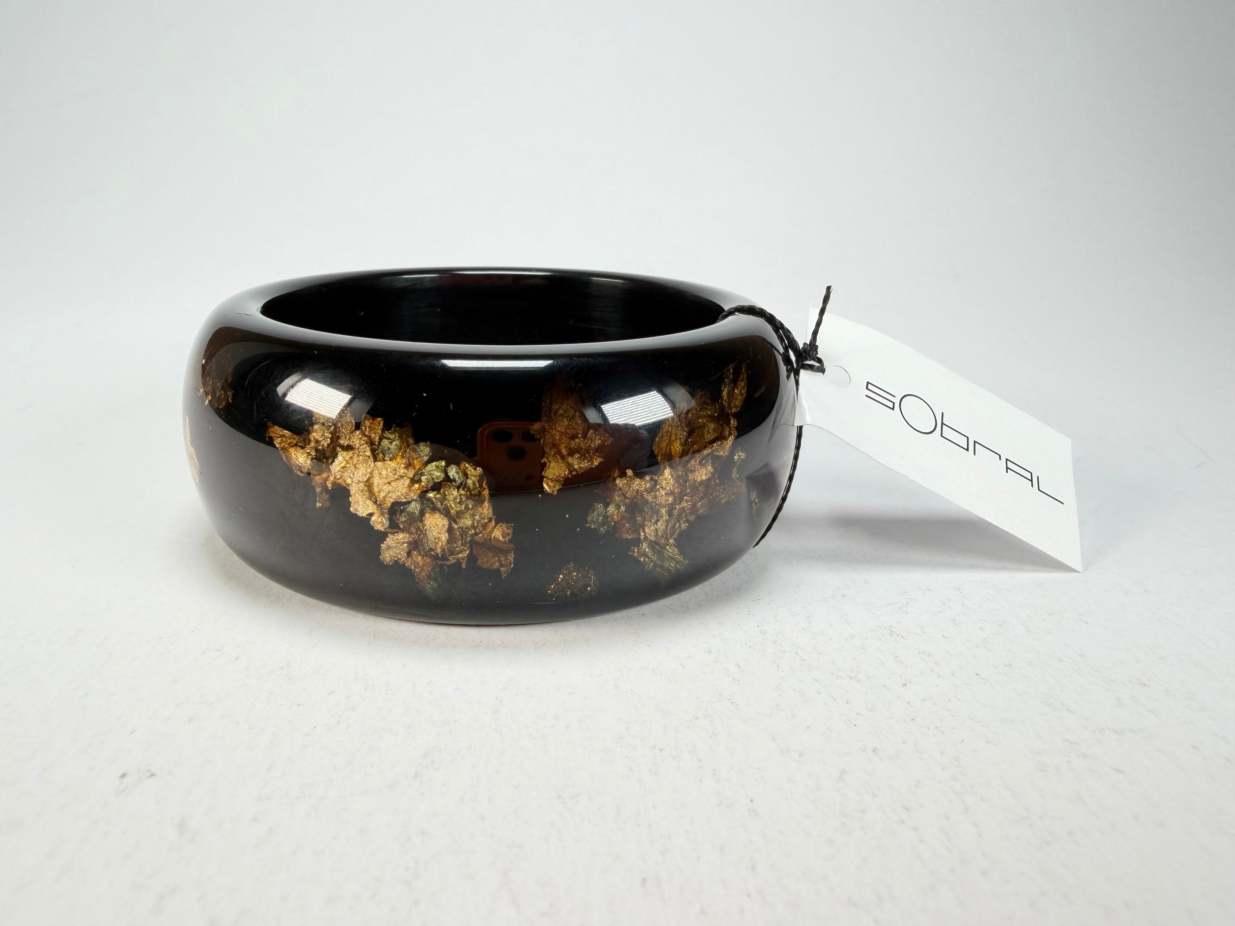Sobral - Metalique Orlando "PB34" Black & Gold Resin Solid Bangle ( 000000 )
