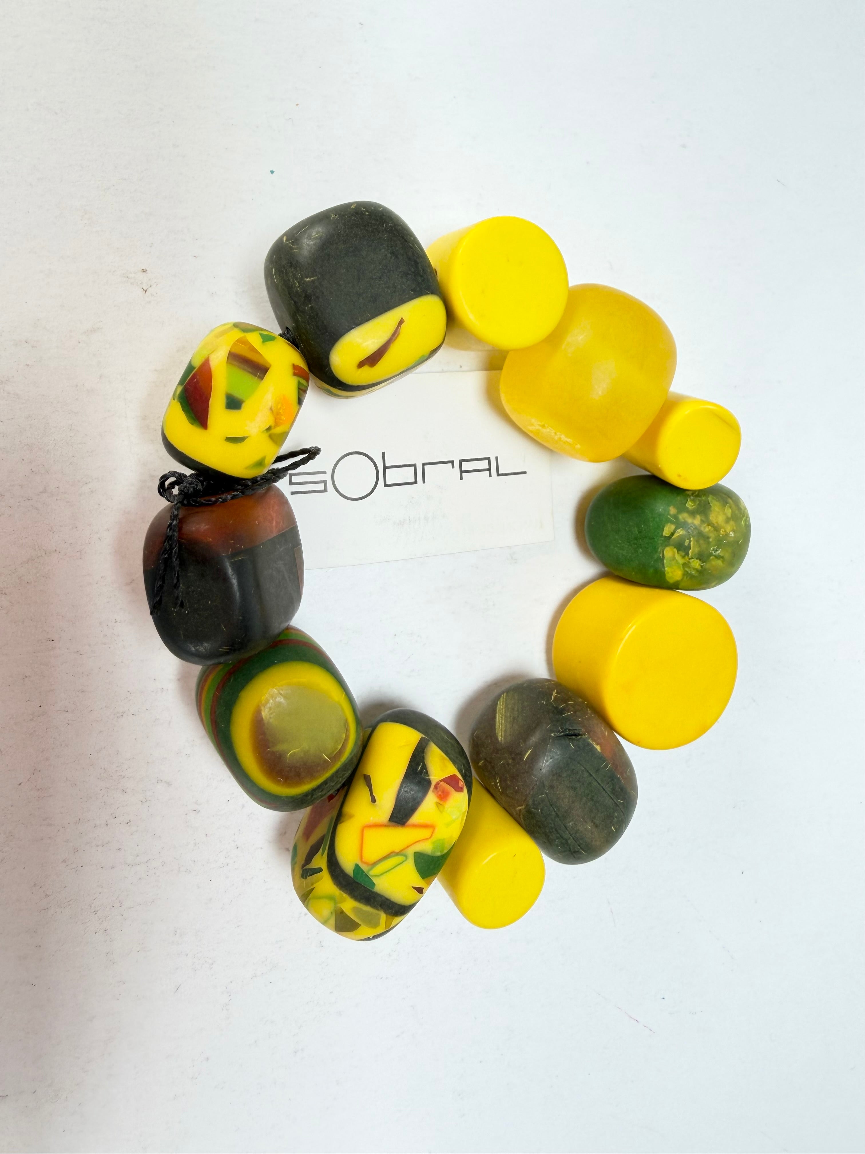 Sobral - Indiana "Amarelo" Yellow Mix Elasticated Resin Bracelet ( 000210 )
