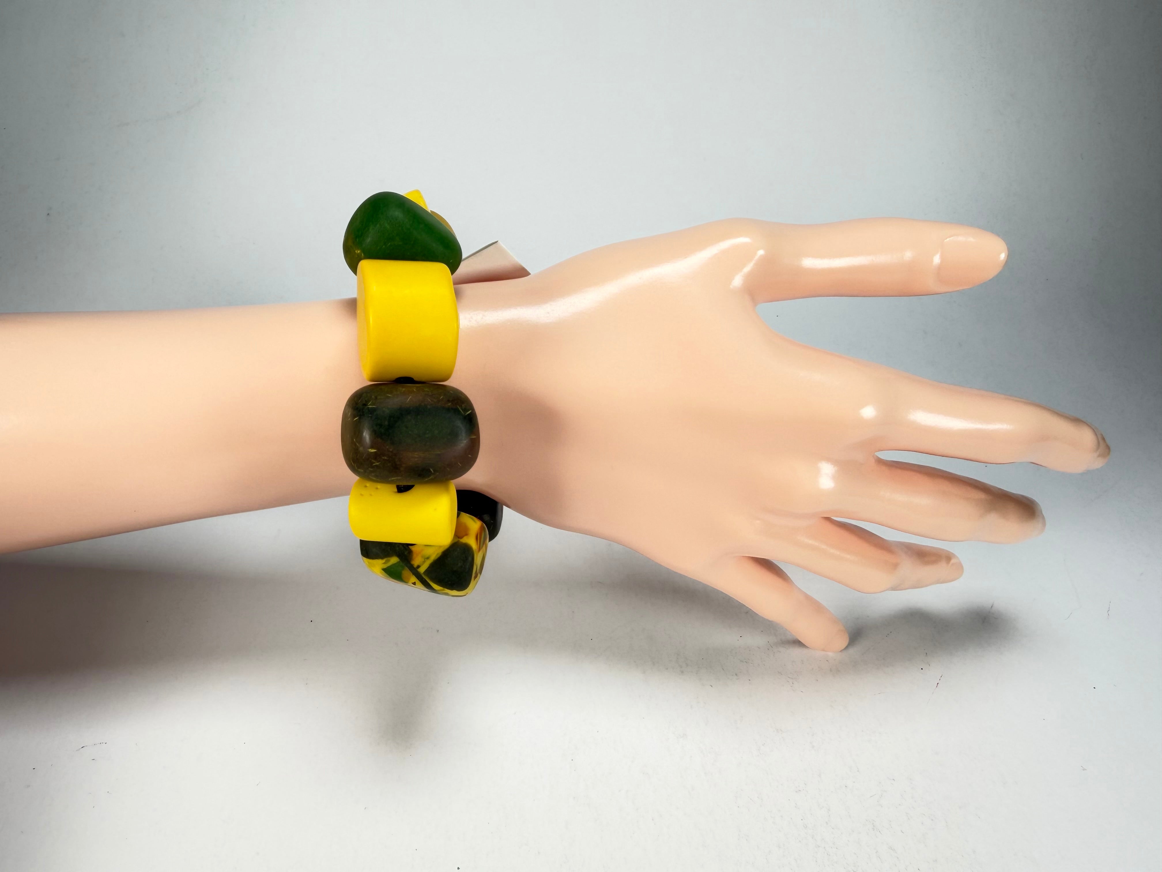 Sobral - Indiana "Amarelo" Yellow Mix Elasticated Resin Bracelet ( 000210 )