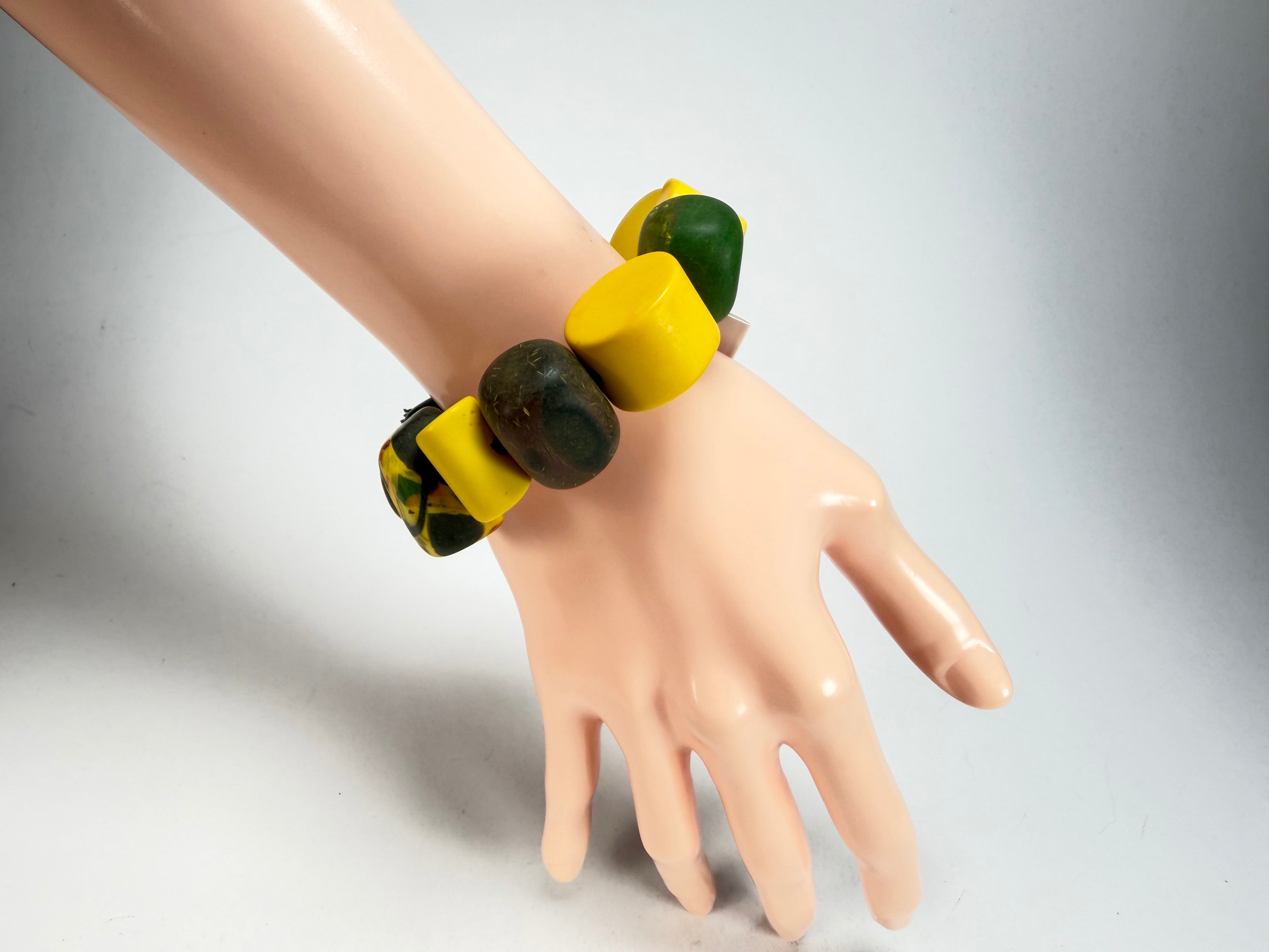 Sobral - Indiana "Amarelo" Yellow Mix Elasticated Resin Bracelet ( 000210 )