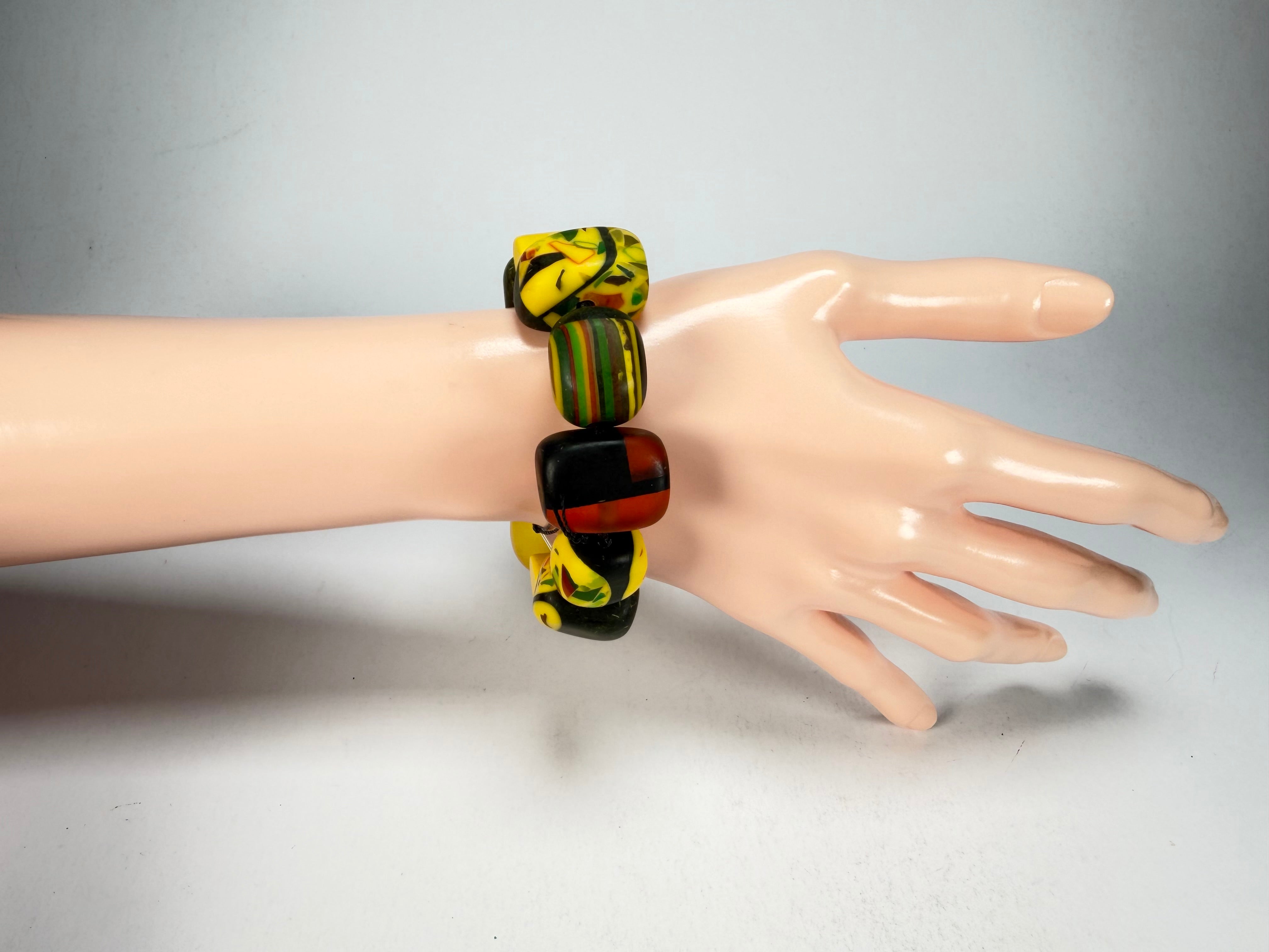 Sobral - Indiana "Amarelo" Yellow Mix Elasticated Resin Bracelet ( 000210 )