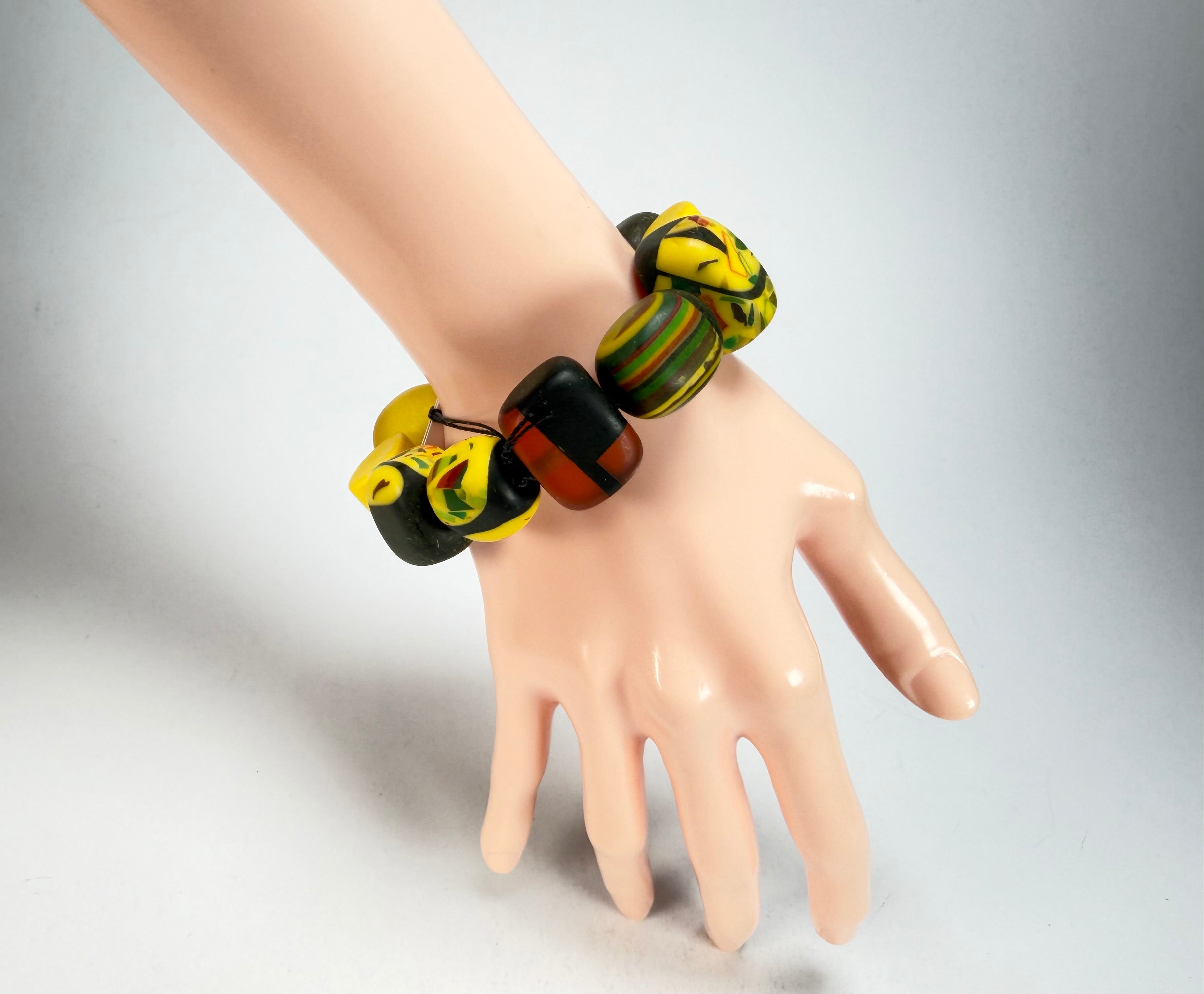 Sobral - Indiana "Amarelo" Yellow Mix Elasticated Resin Bracelet ( 000210 )