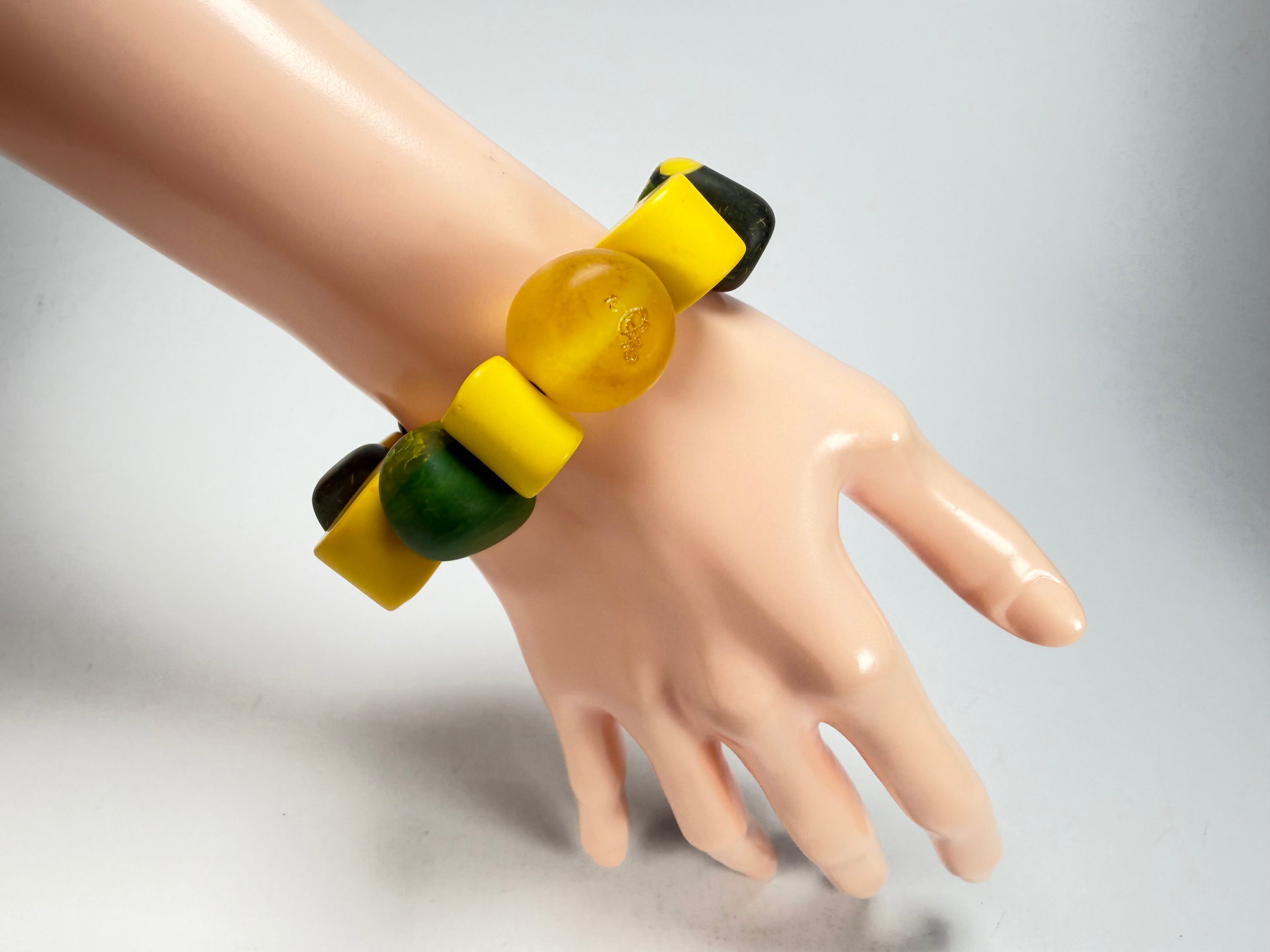 Sobral - Indiana "Amarelo" Yellow Mix Elasticated Resin Bracelet ( 000210 )