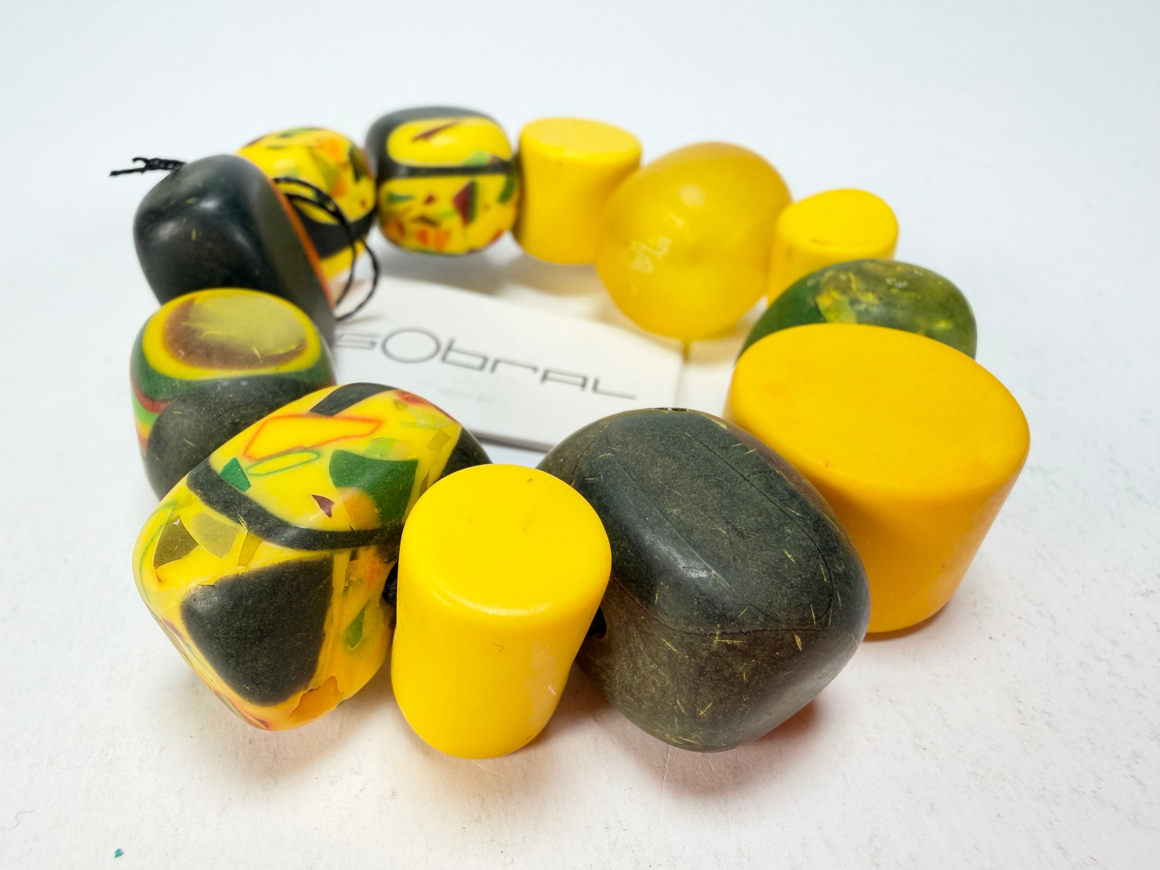 Sobral - Indiana "Amarelo" Yellow Mix Elasticated Resin Bracelet ( 000210 )