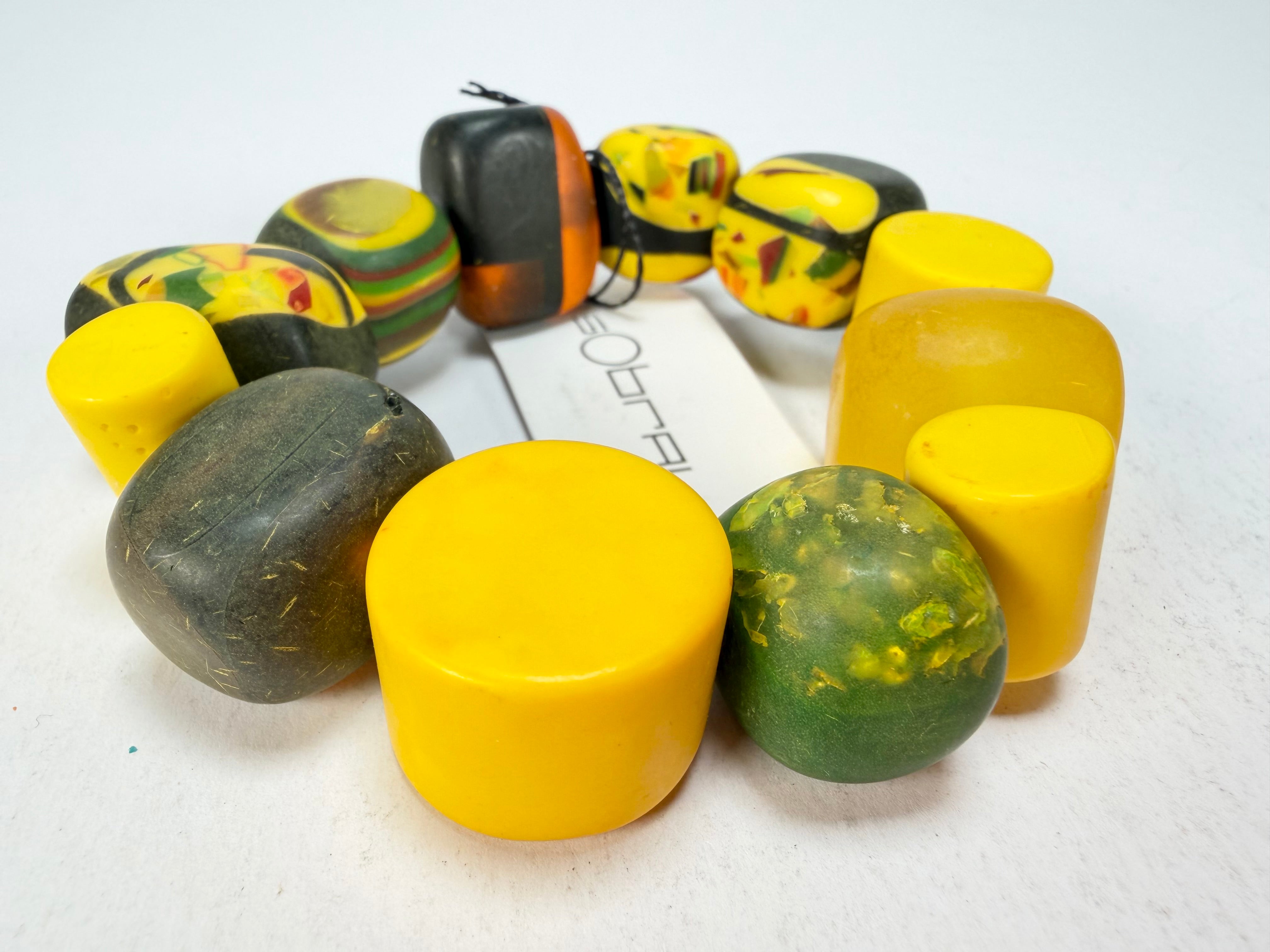 Sobral - Indiana "Amarelo" Yellow Mix Elasticated Resin Bracelet ( 000210 )