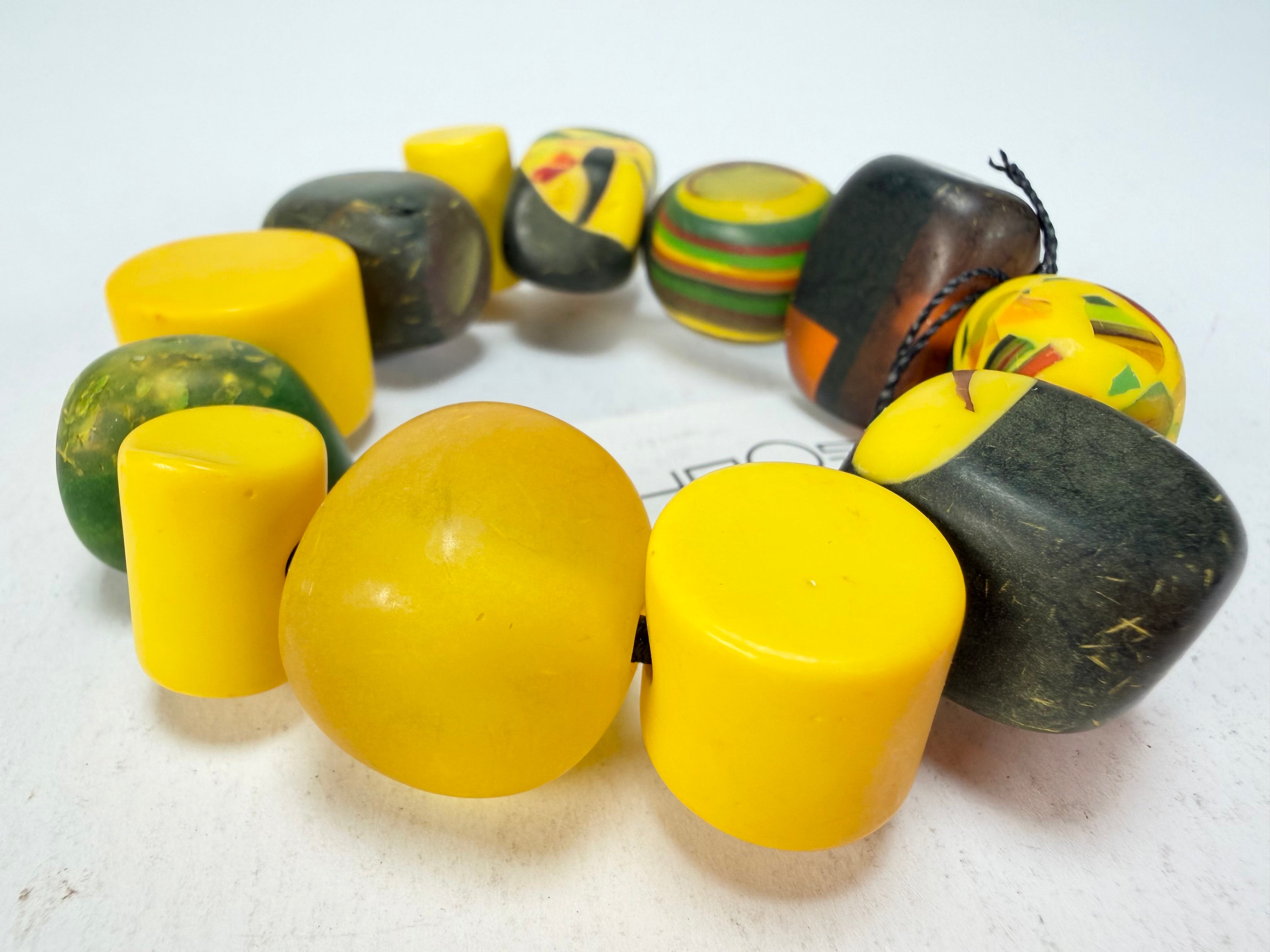 Sobral - Indiana "Amarelo" Yellow Mix Elasticated Resin Bracelet ( 000210 )