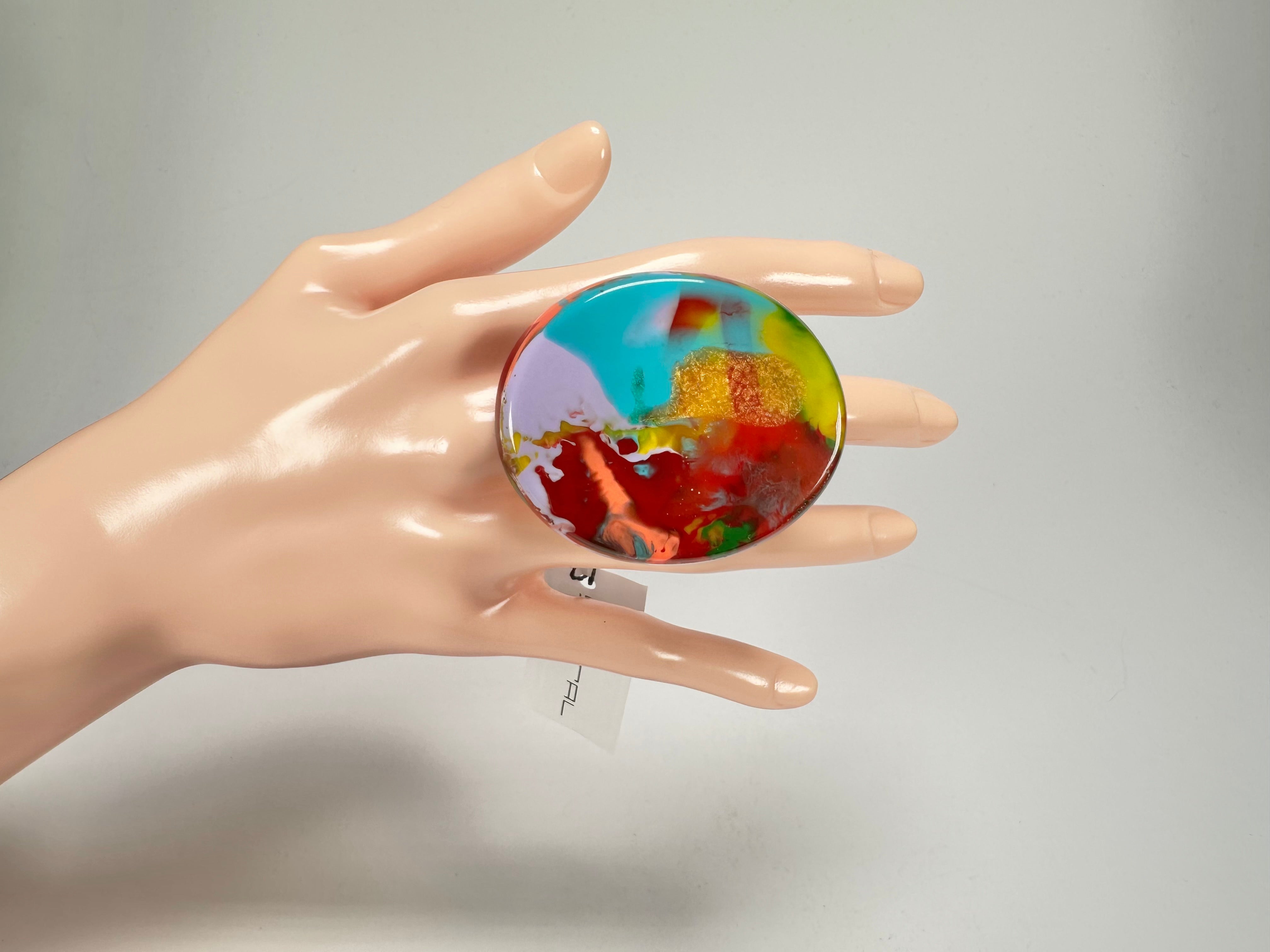 Sobral - Multi-Colour "Munique" K.Polido Resin Ring ( 005145 ) - Size UK U / US 10