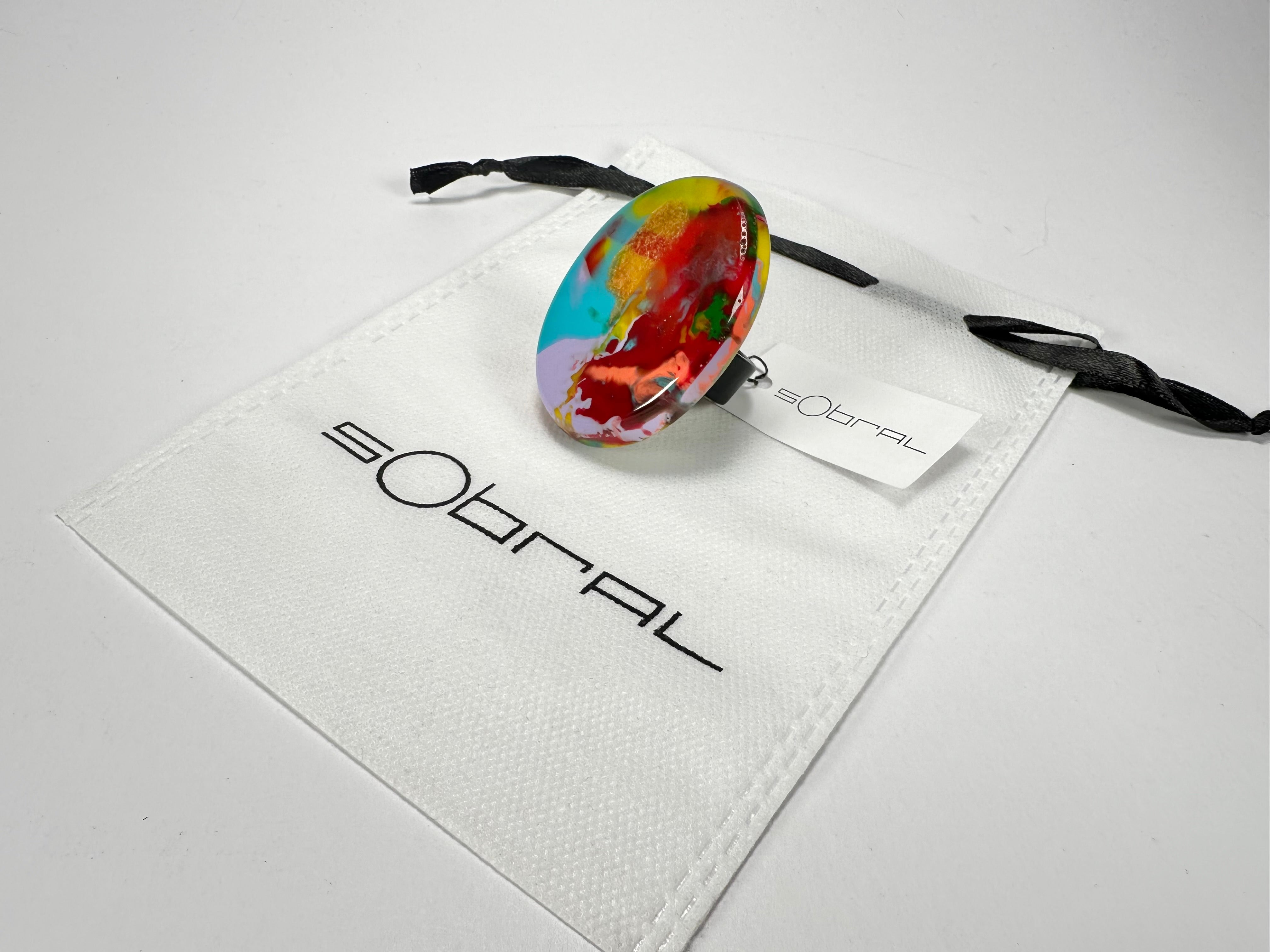 Sobral - Multi-Colour "Munique" K.Polido Resin Ring ( 005145 ) - Size UK U / US 10