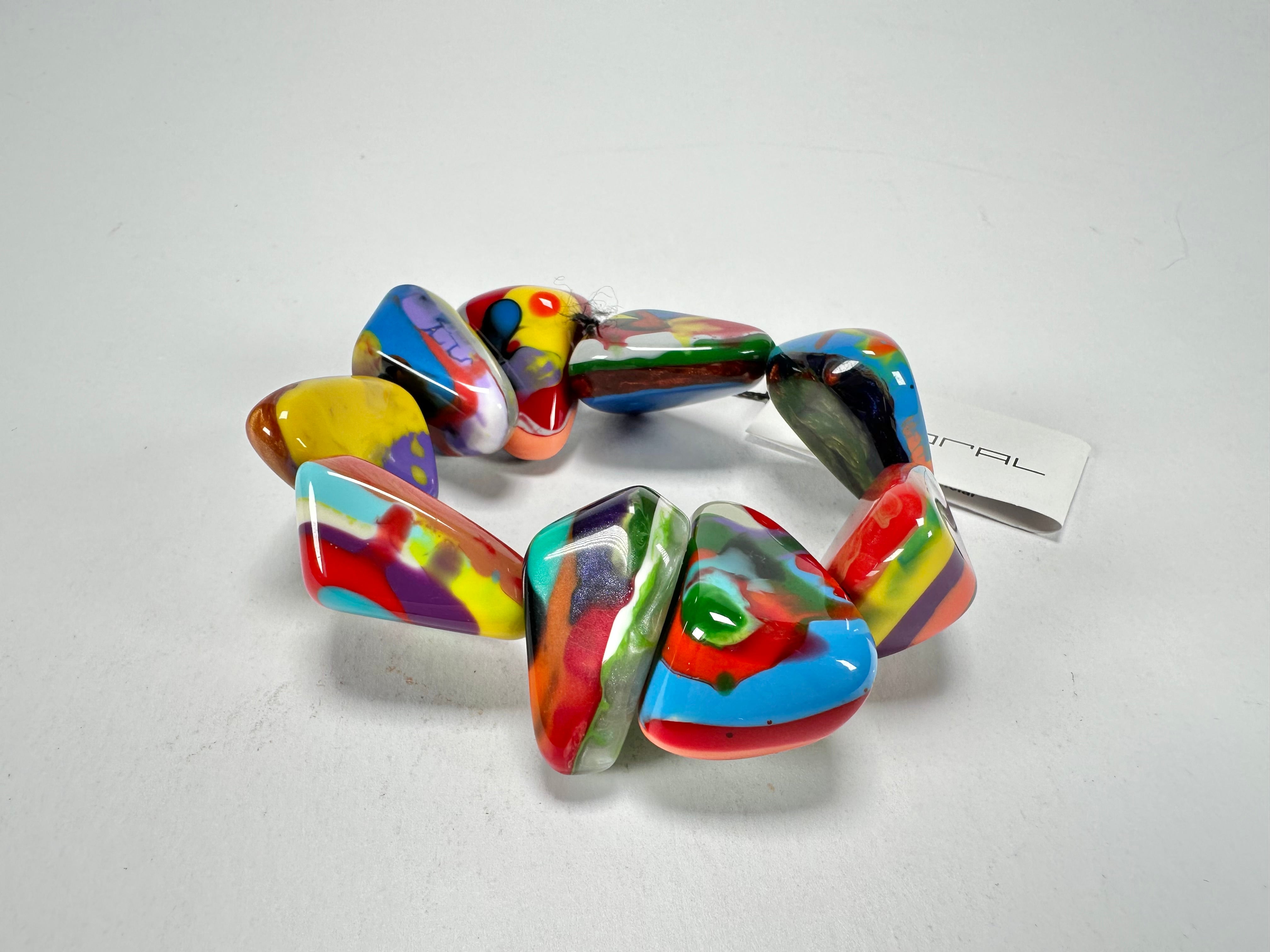 Sobral - Multi-Colour "Fuga" Diamante Elasticated Resin Bracelet ( 003619 )