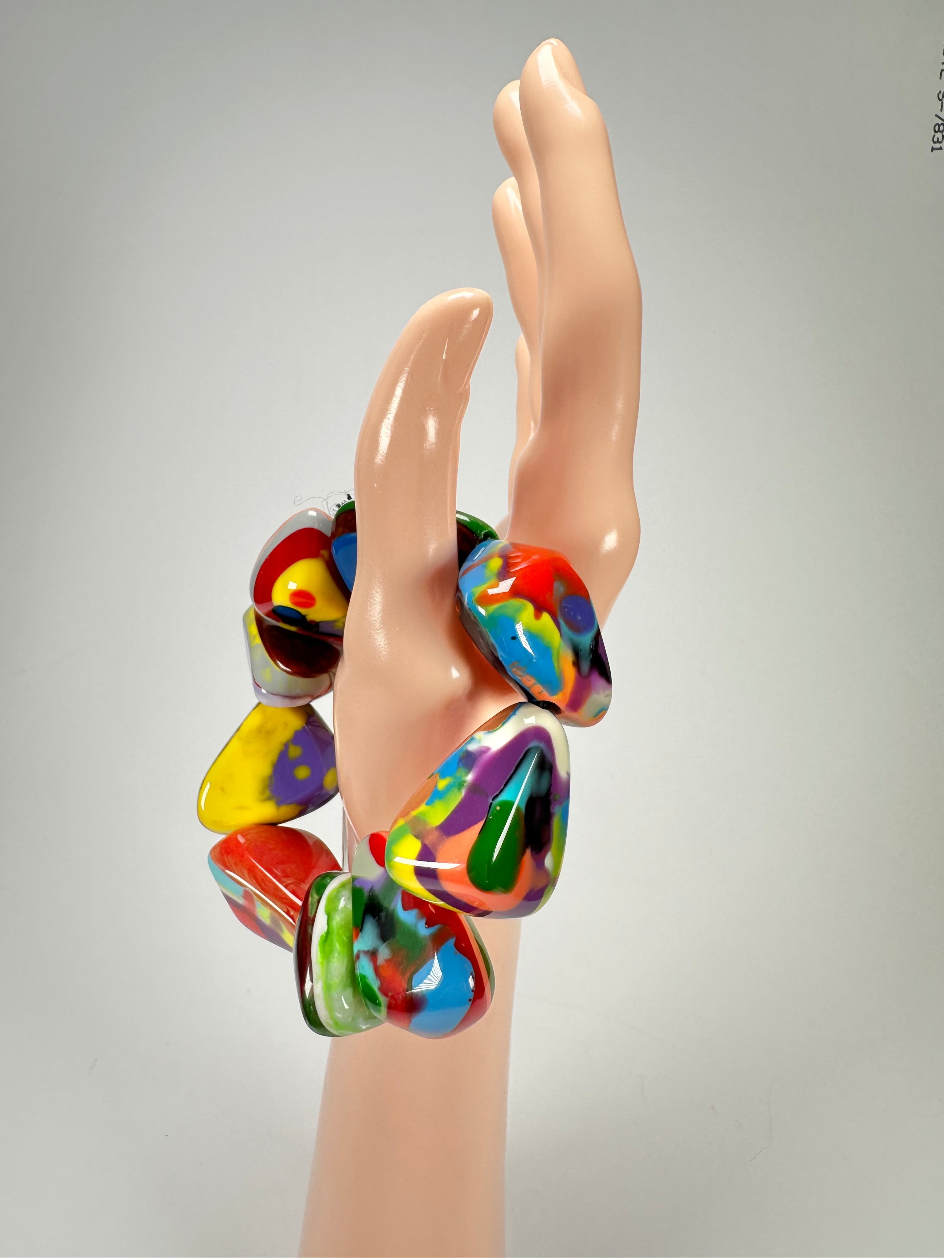 Sobral - Multi-Colour "Fuga" Diamante Elasticated Resin Bracelet ( 003619 )