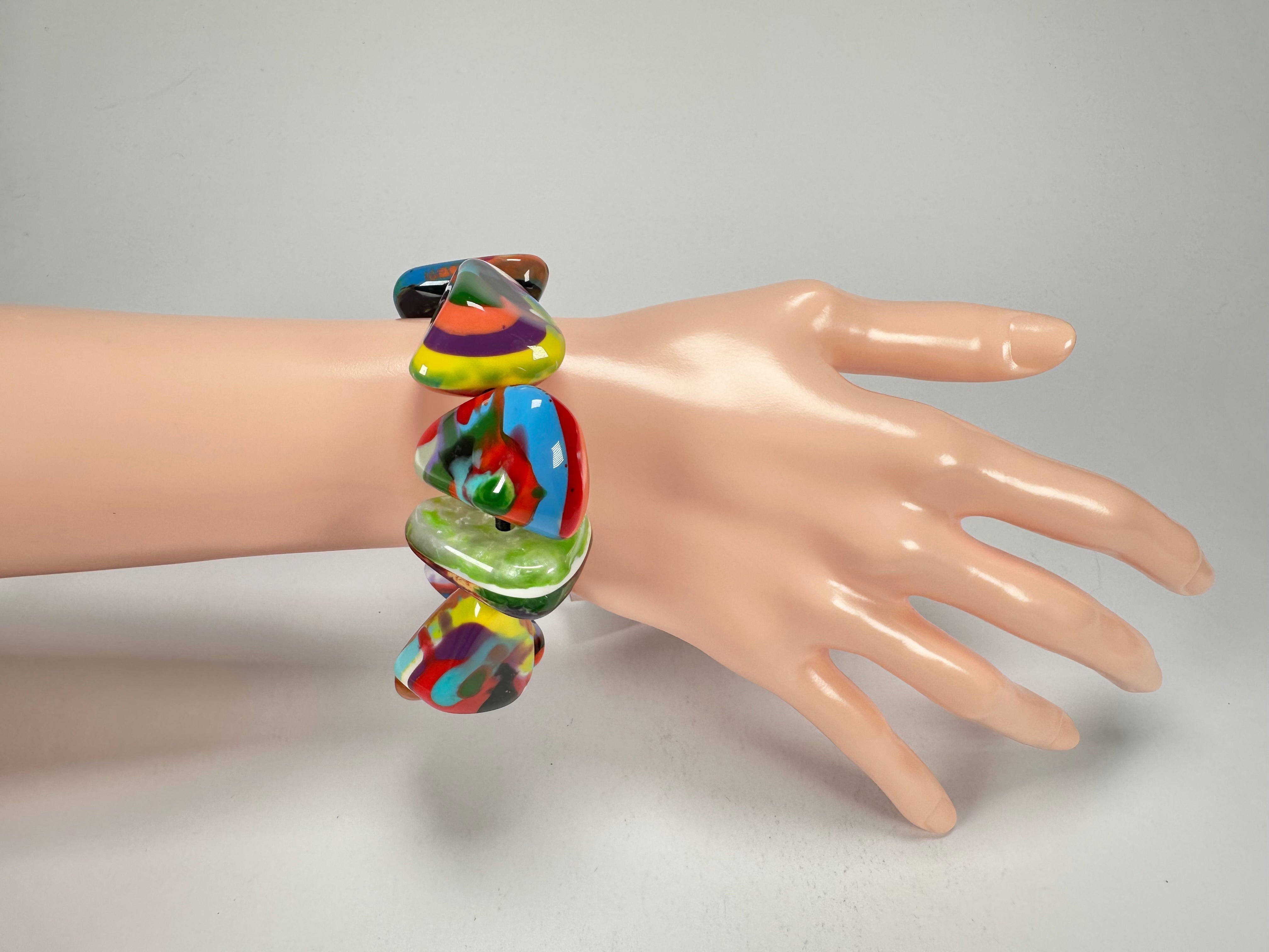 Sobral - Multi-Colour "Fuga" Diamante Elasticated Resin Bracelet ( 003619 )