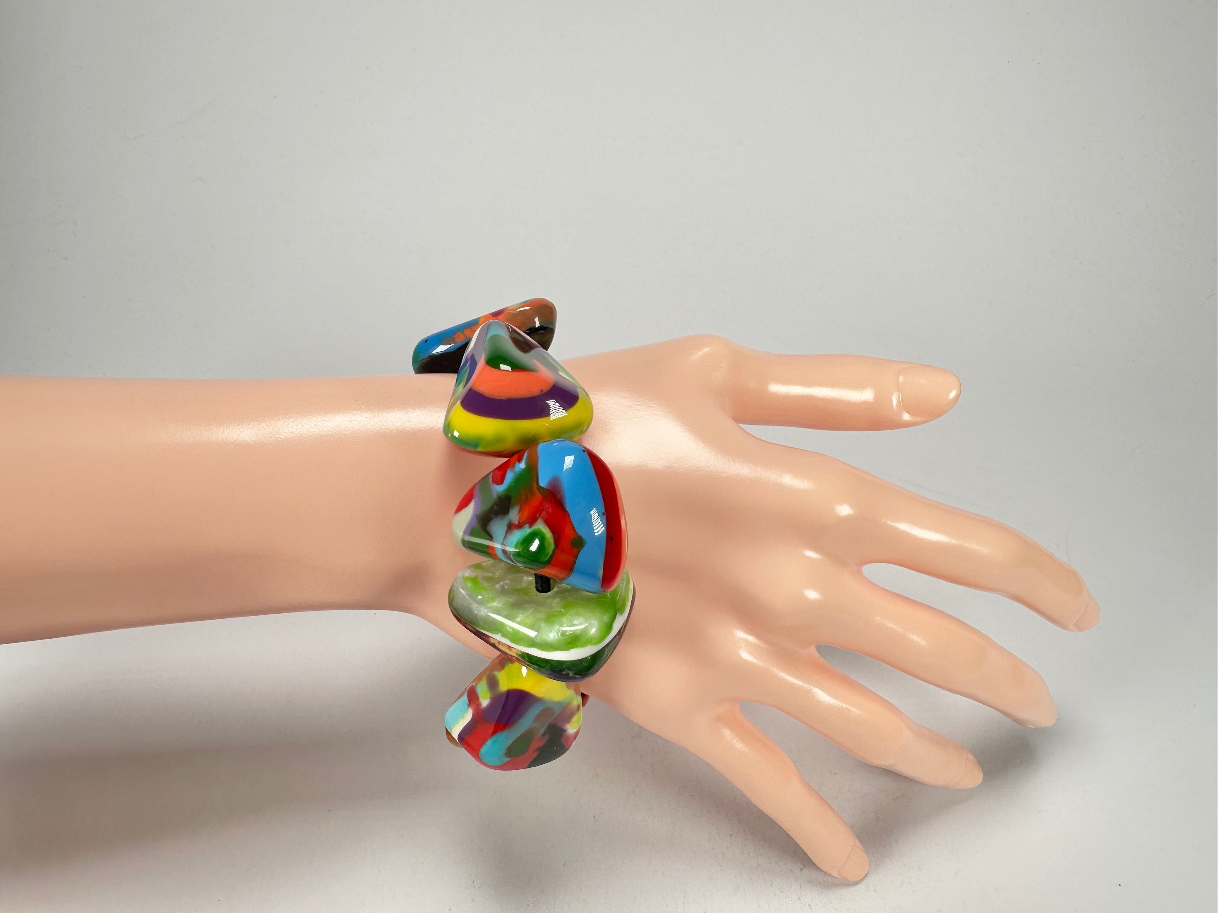 Sobral - Multi-Colour "Fuga" Diamante Elasticated Resin Bracelet ( 003619 )