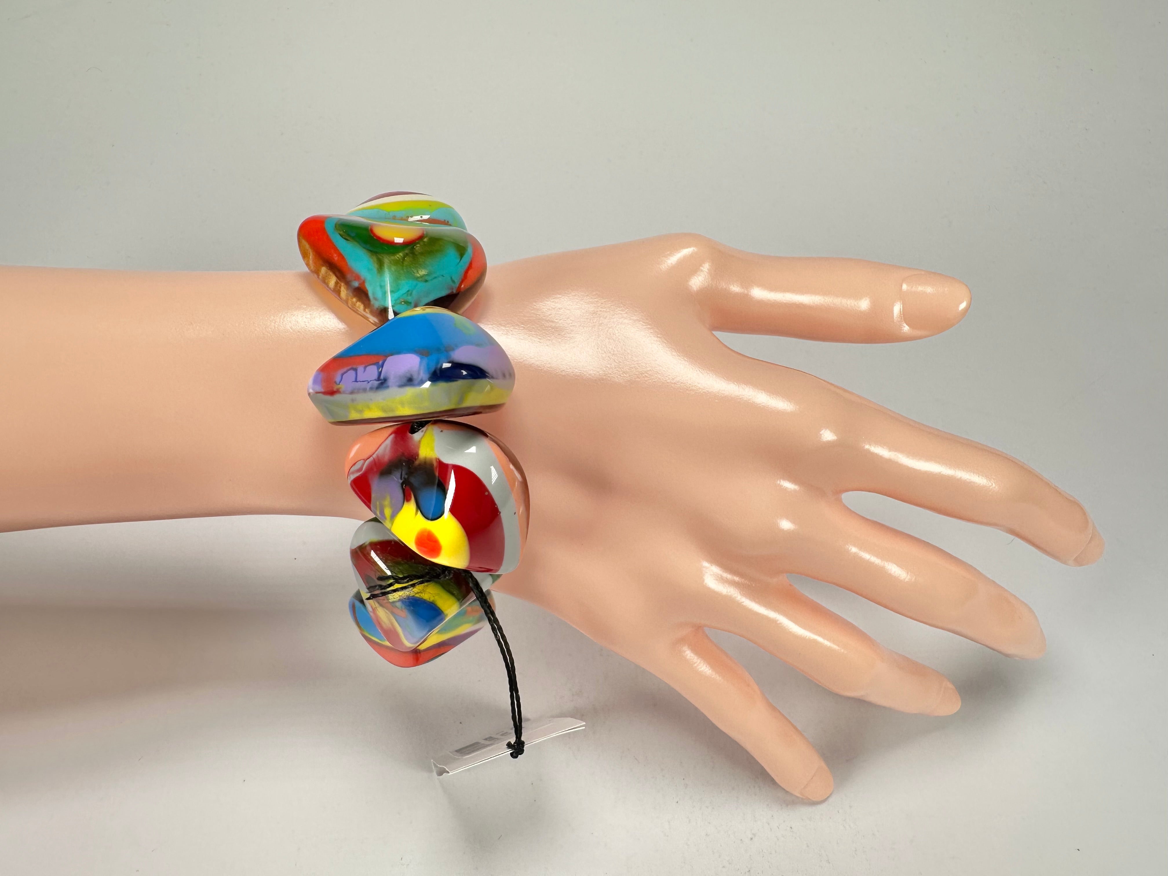 Sobral - Multi-Colour "Fuga" Diamante Elasticated Resin Bracelet ( 003619 )