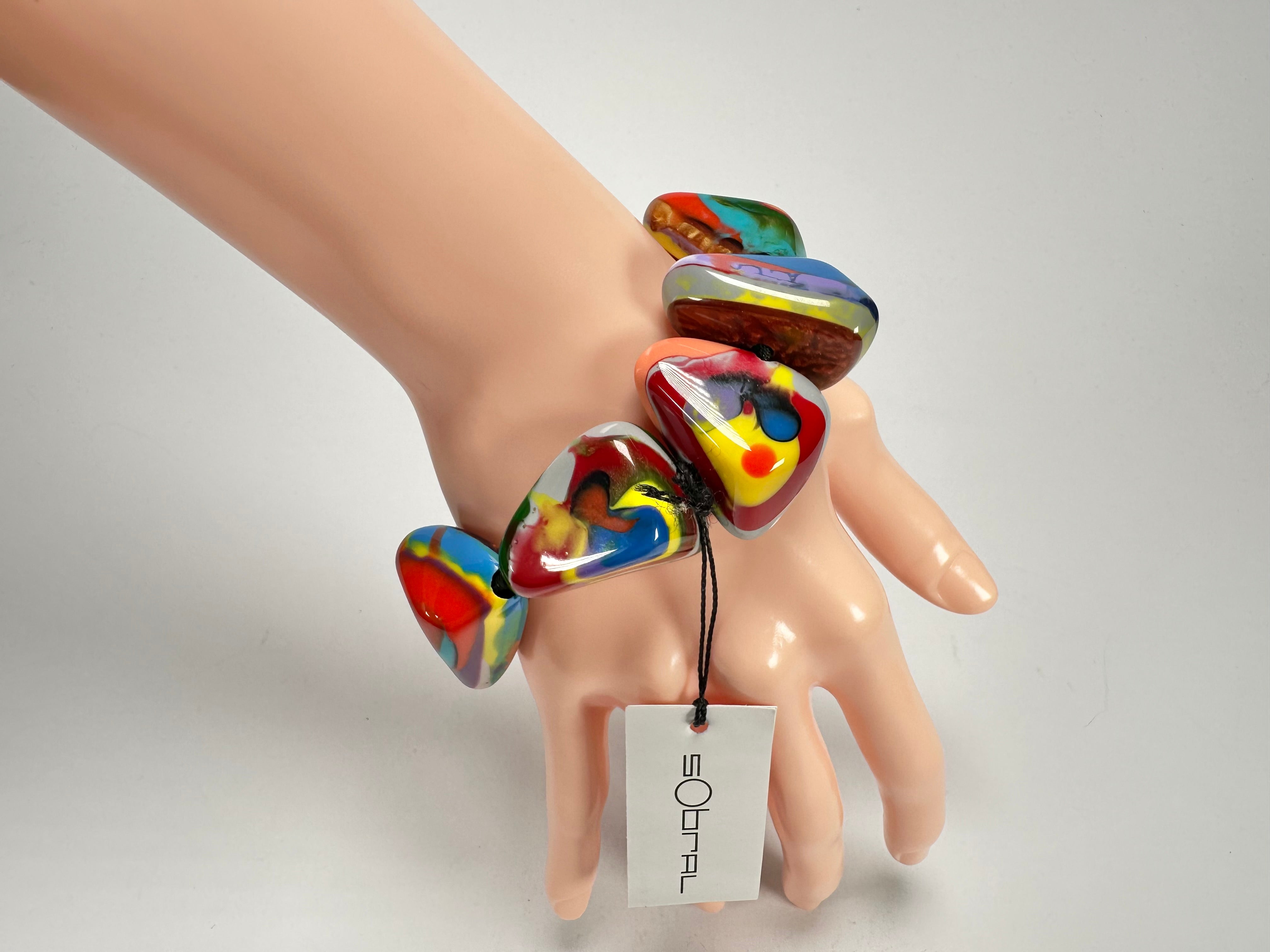 Sobral - Multi-Colour "Fuga" Diamante Elasticated Resin Bracelet ( 003619 )