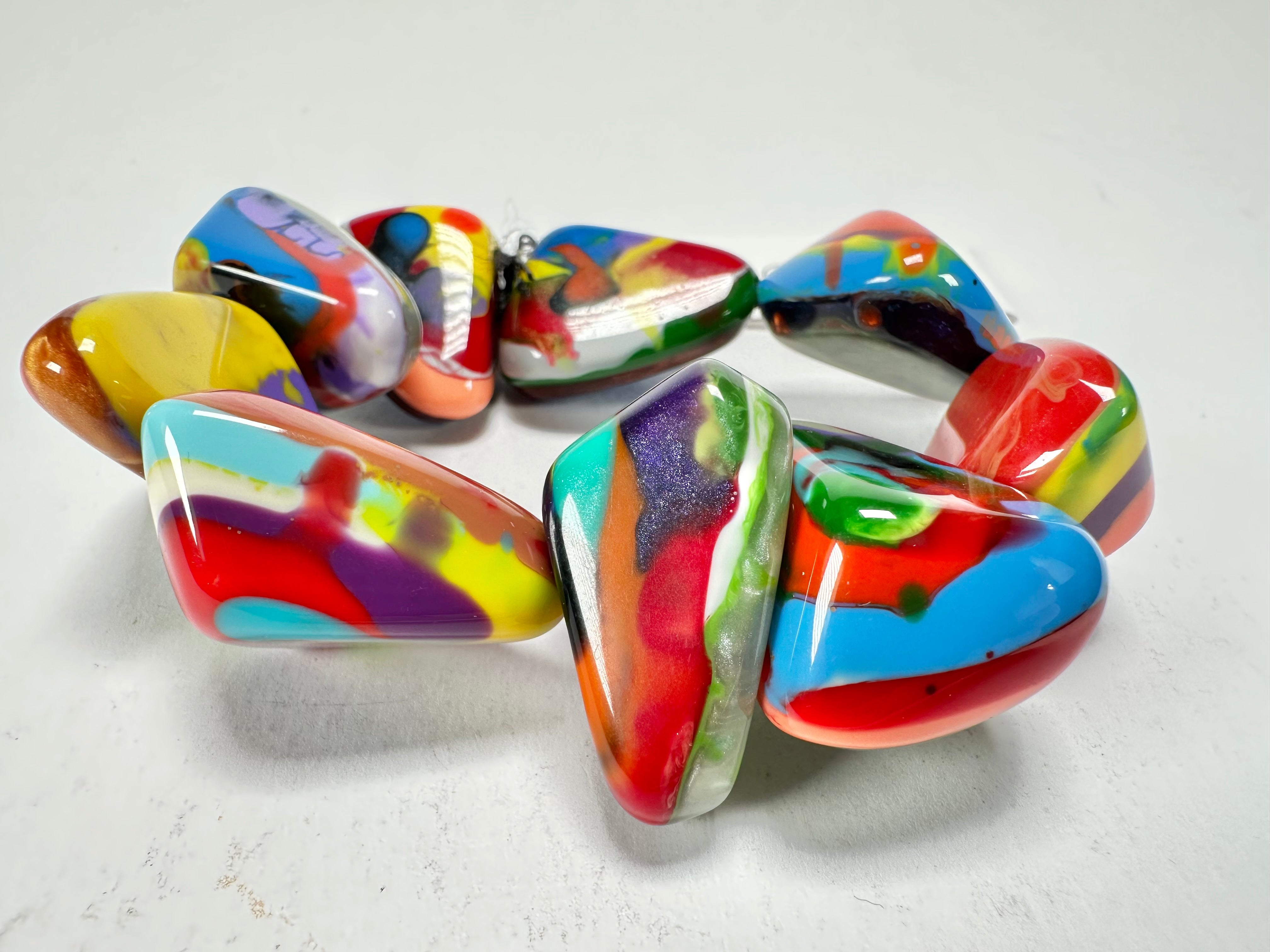 Sobral - Multi-Colour "Fuga" Diamante Elasticated Resin Bracelet ( 003619 )