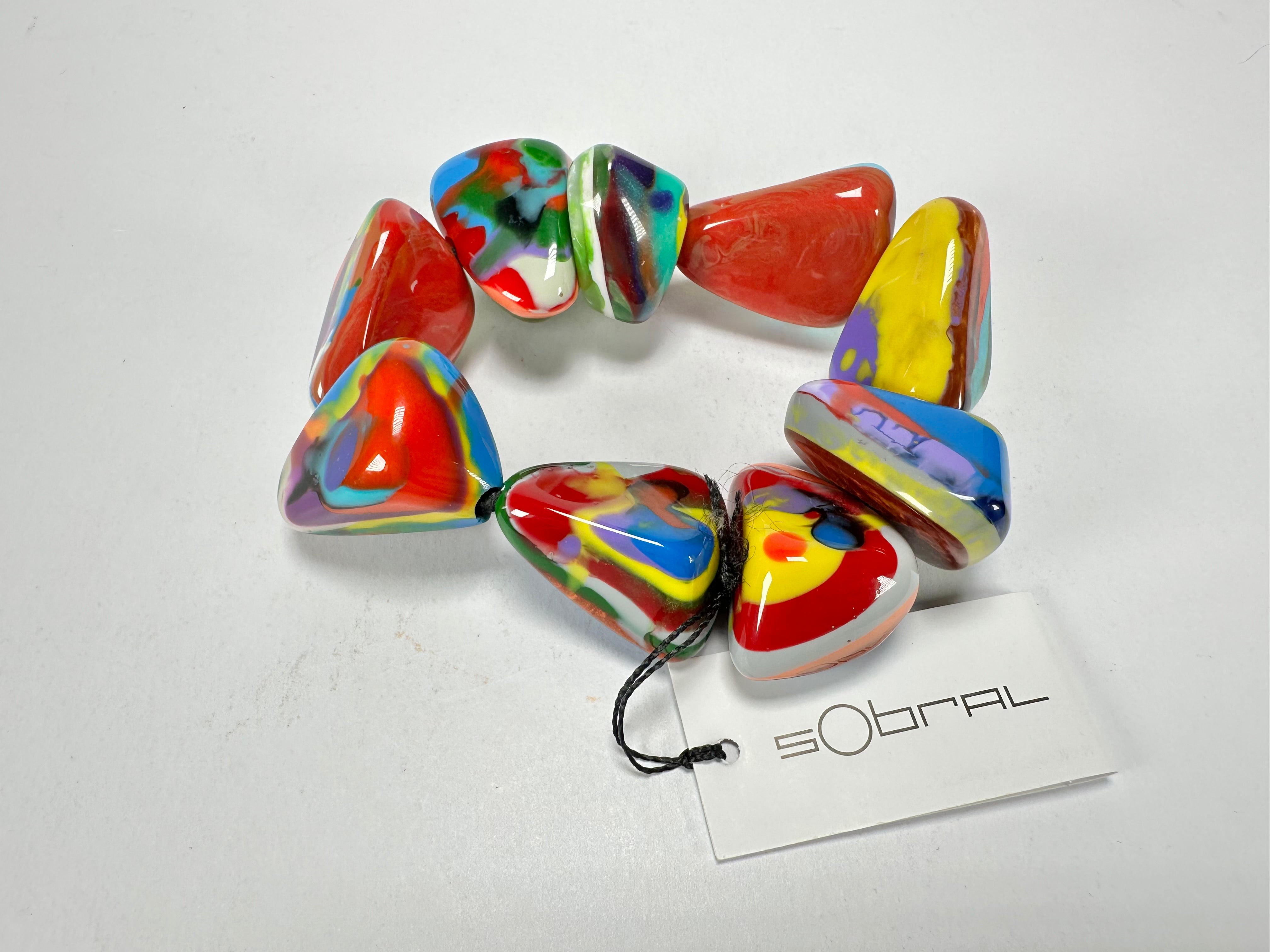Sobral - Multi-Colour "Fuga" Diamante Elasticated Resin Bracelet ( 003619 )