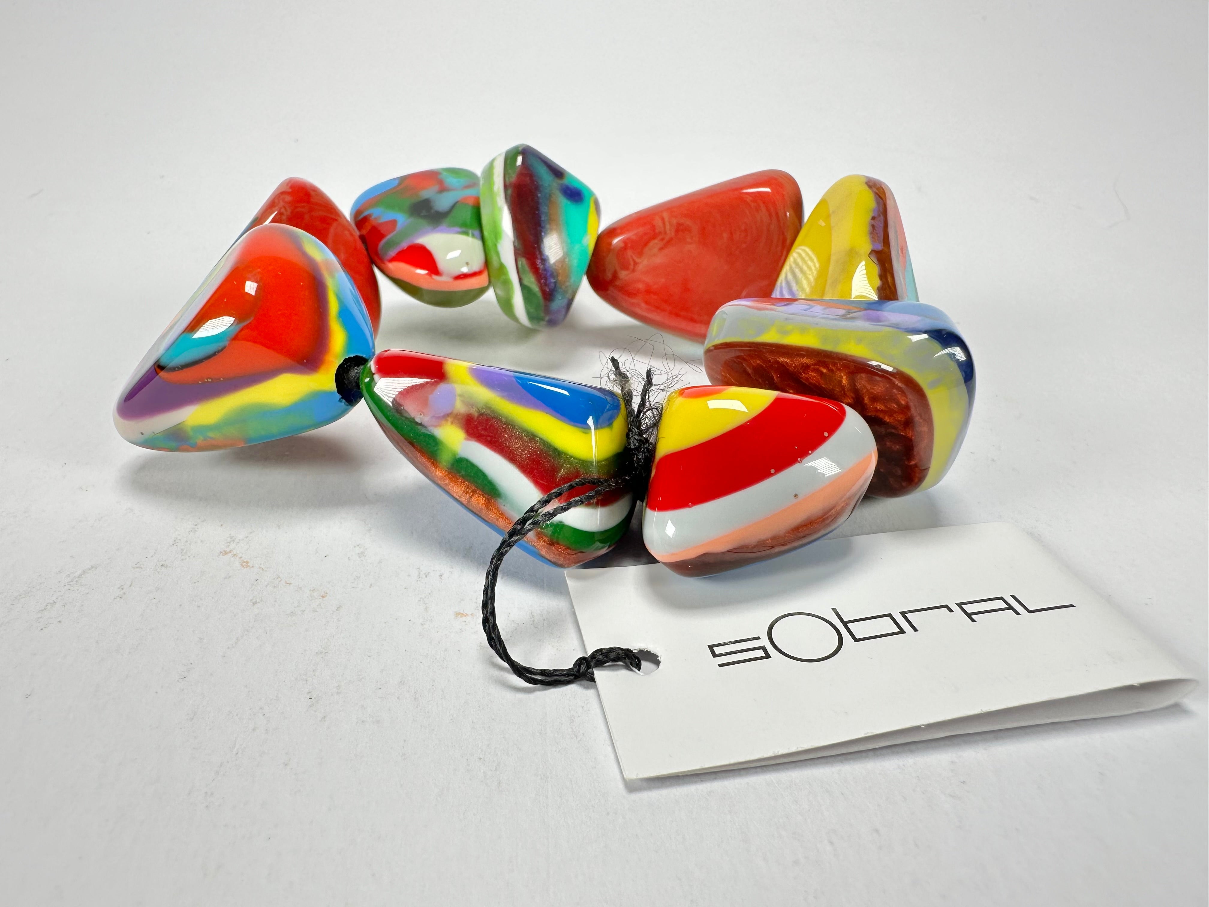 Sobral - Multi-Colour "Fuga" Diamante Elasticated Resin Bracelet ( 003619 )