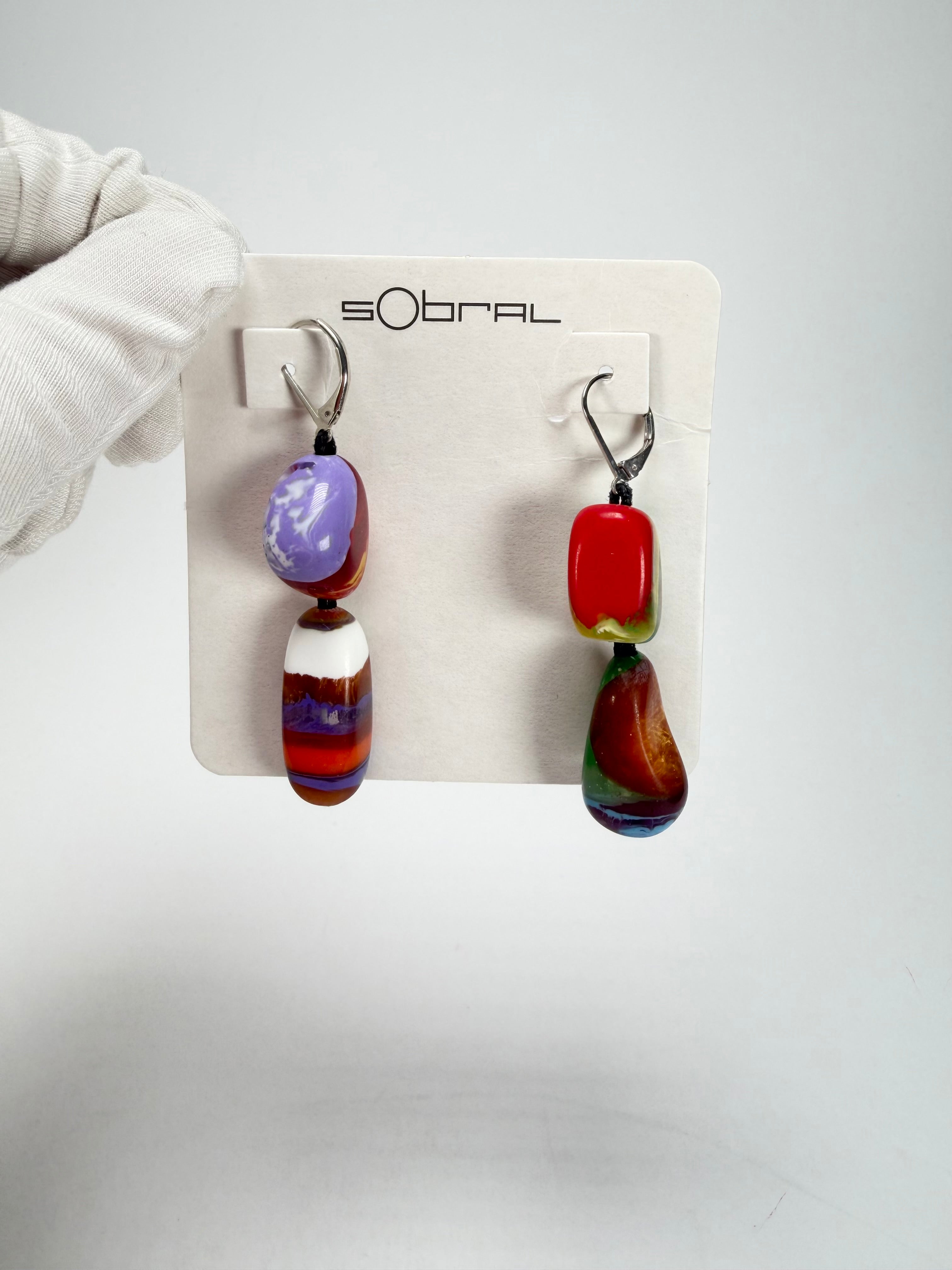 Sobral - Multi-Colour "Dual Stack" Studio Creation Pollock Resin Earrings ( 000000 )