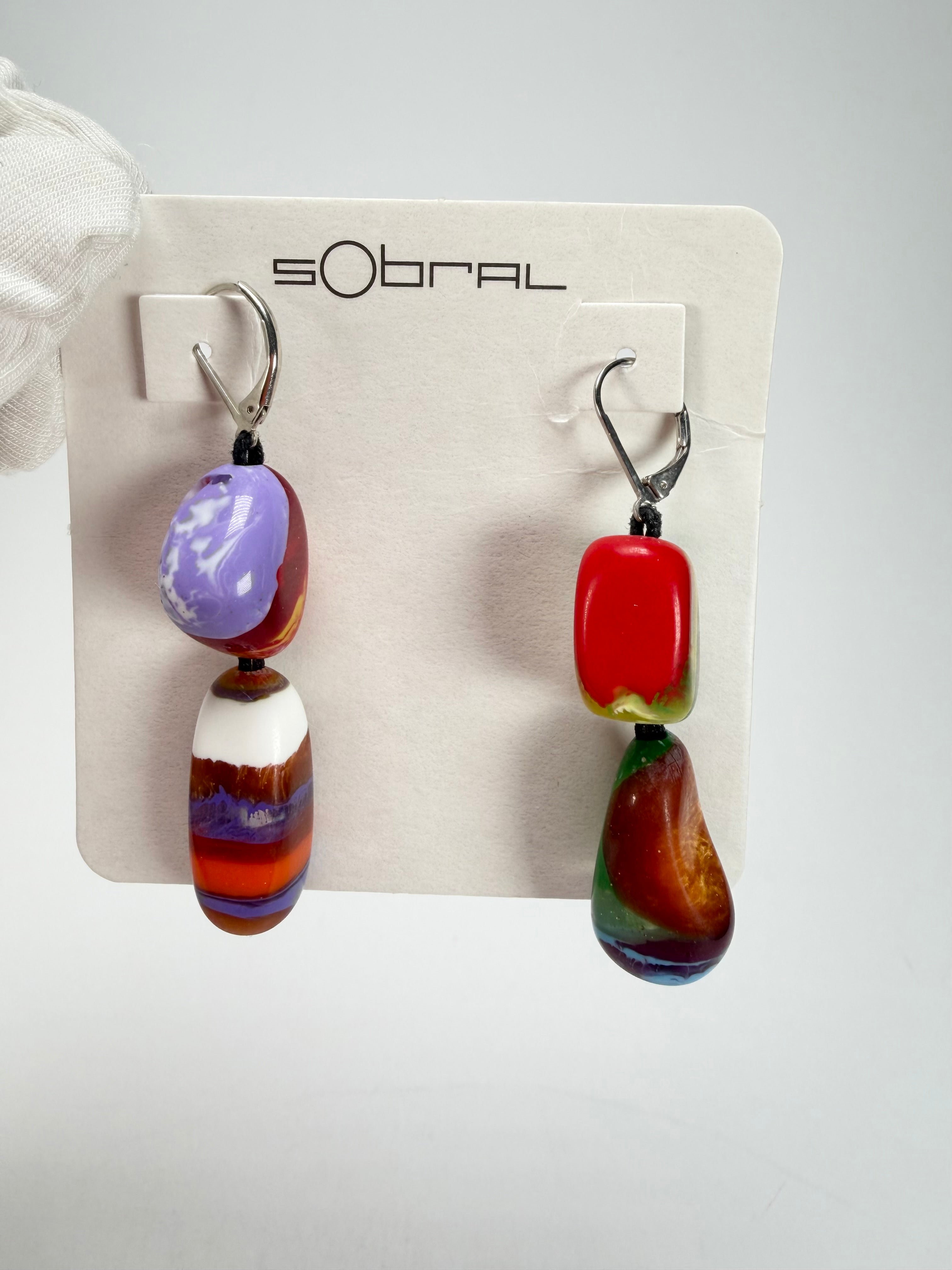 Sobral - Multi-Colour "Dual Stack" Studio Creation Pollock Resin Earrings ( 000000 )