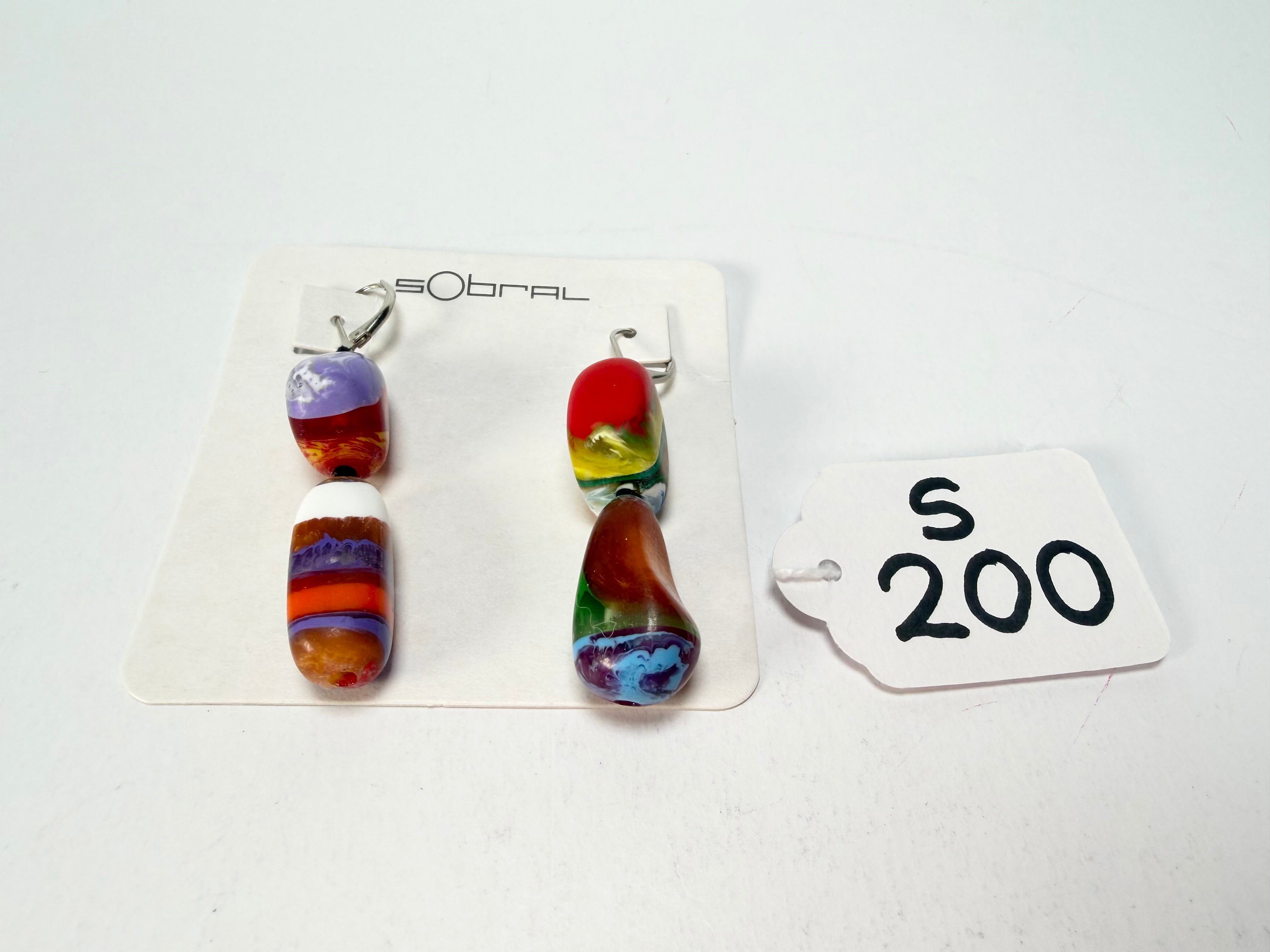 Sobral - Multi-Colour "Dual Stack" Studio Creation Pollock Resin Earrings ( 000000 )
