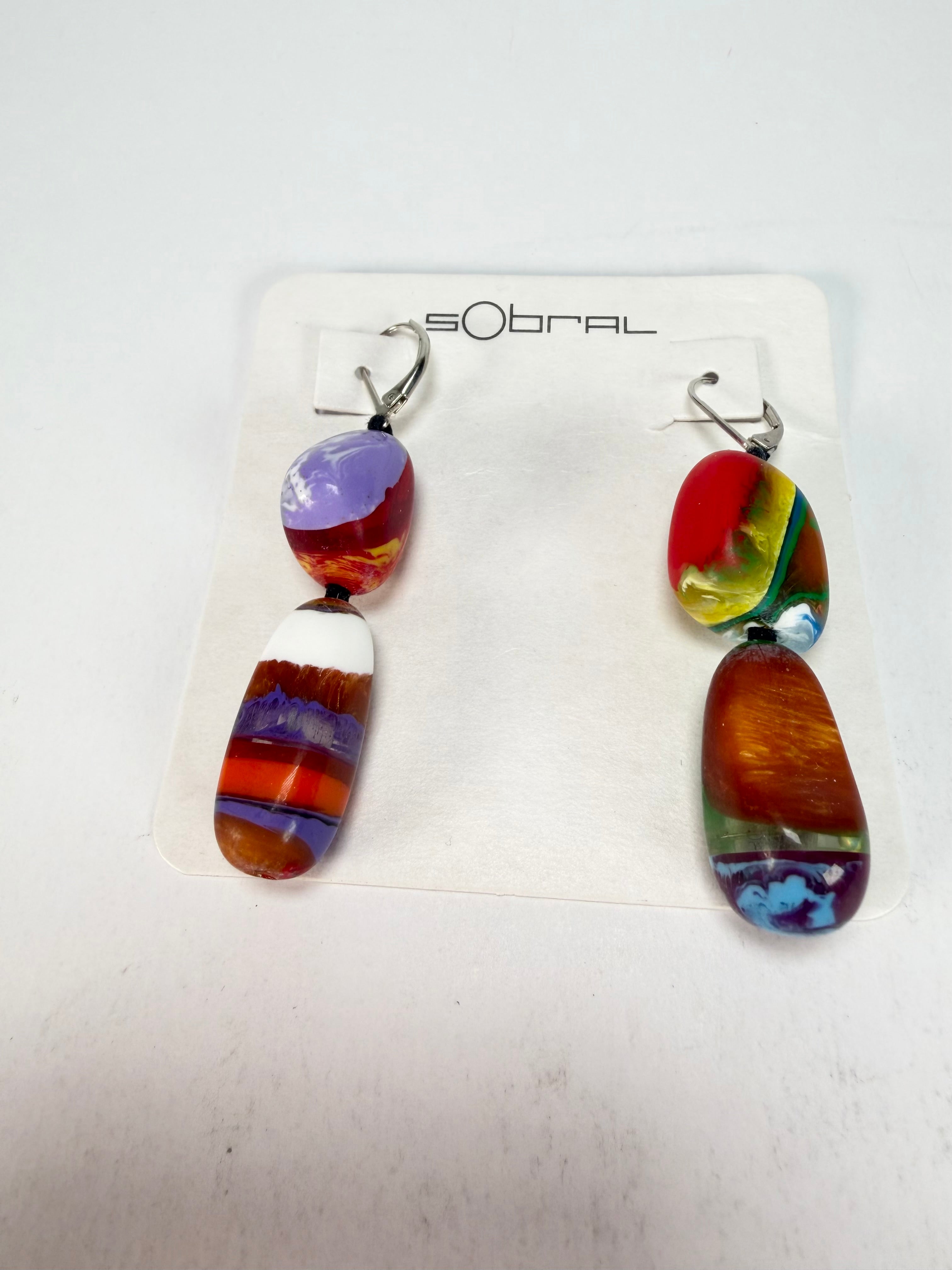 Sobral - Multi-Colour "Dual Stack" Studio Creation Pollock Resin Earrings ( 000000 )