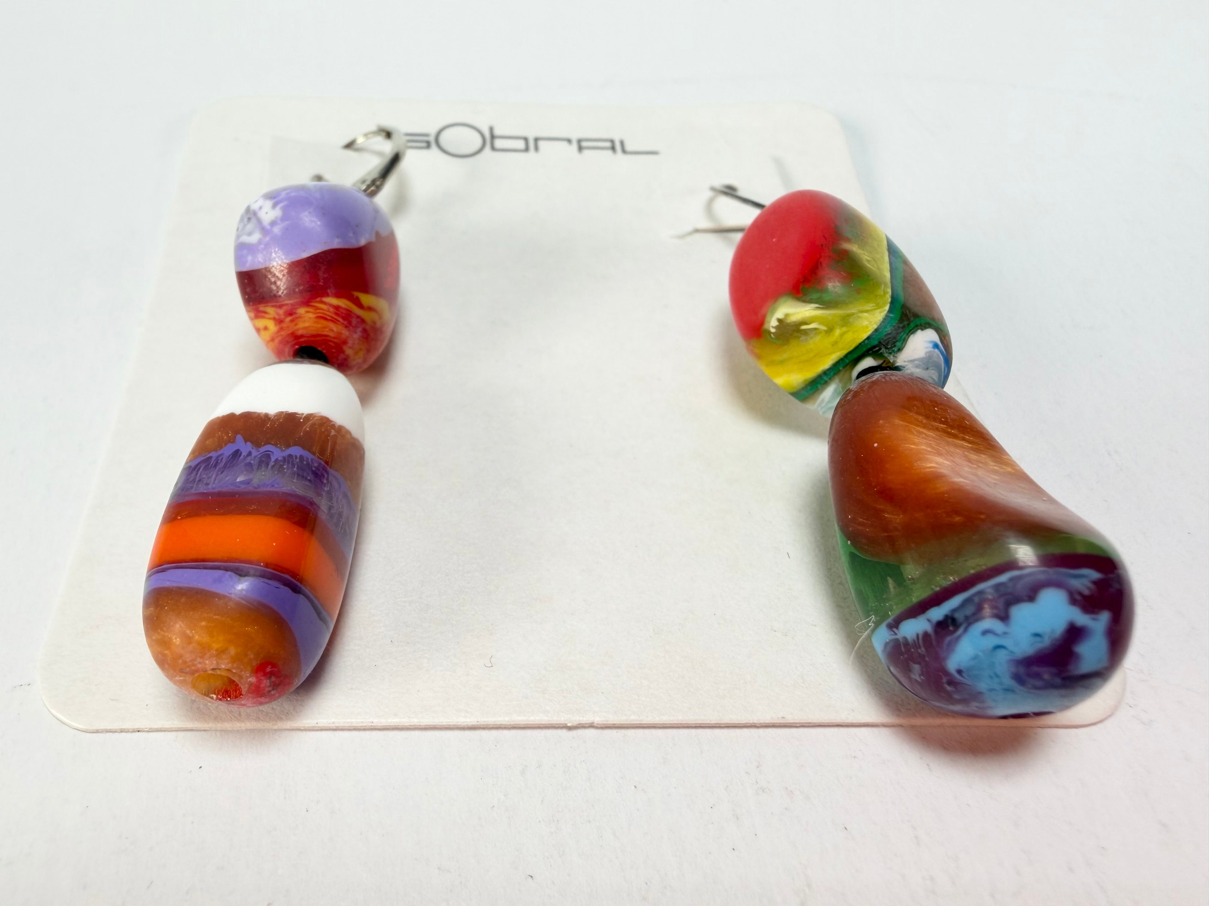 Sobral - Multi-Colour "Dual Stack" Studio Creation Pollock Resin Earrings ( 000000 )
