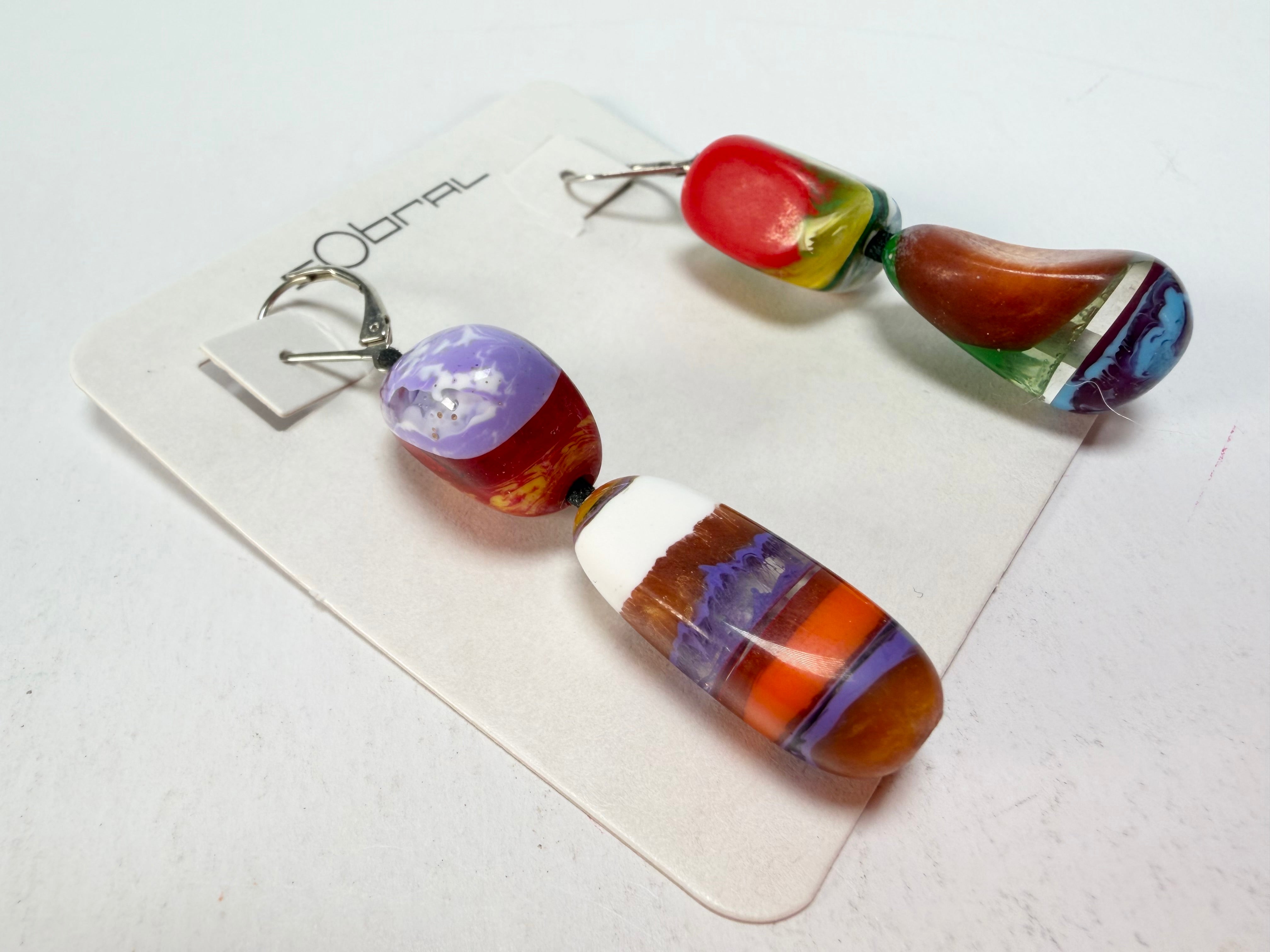 Sobral - Multi-Colour "Dual Stack" Studio Creation Pollock Resin Earrings ( 000000 )