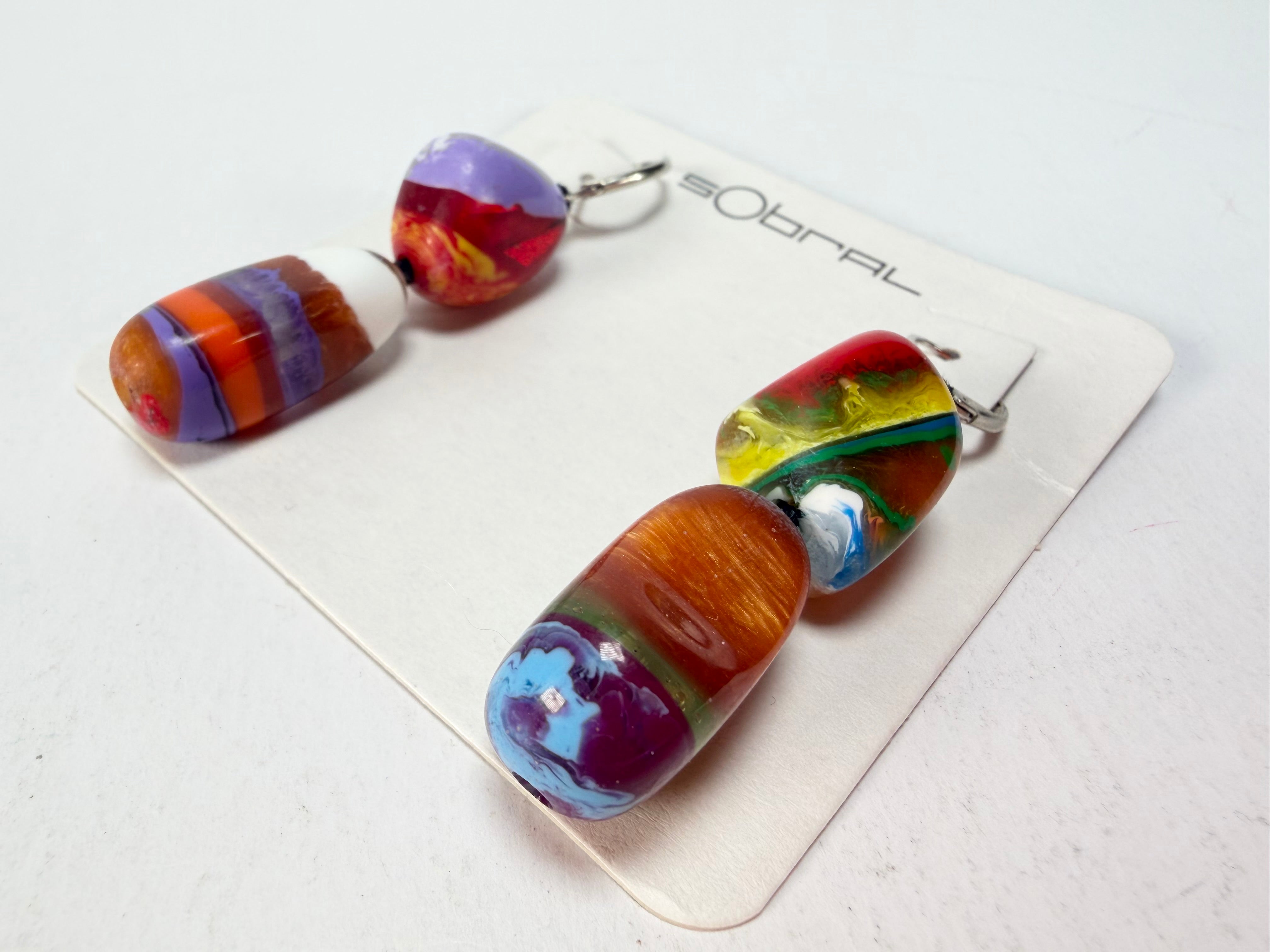 Sobral - Multi-Colour "Dual Stack" Studio Creation Pollock Resin Earrings ( 000000 )