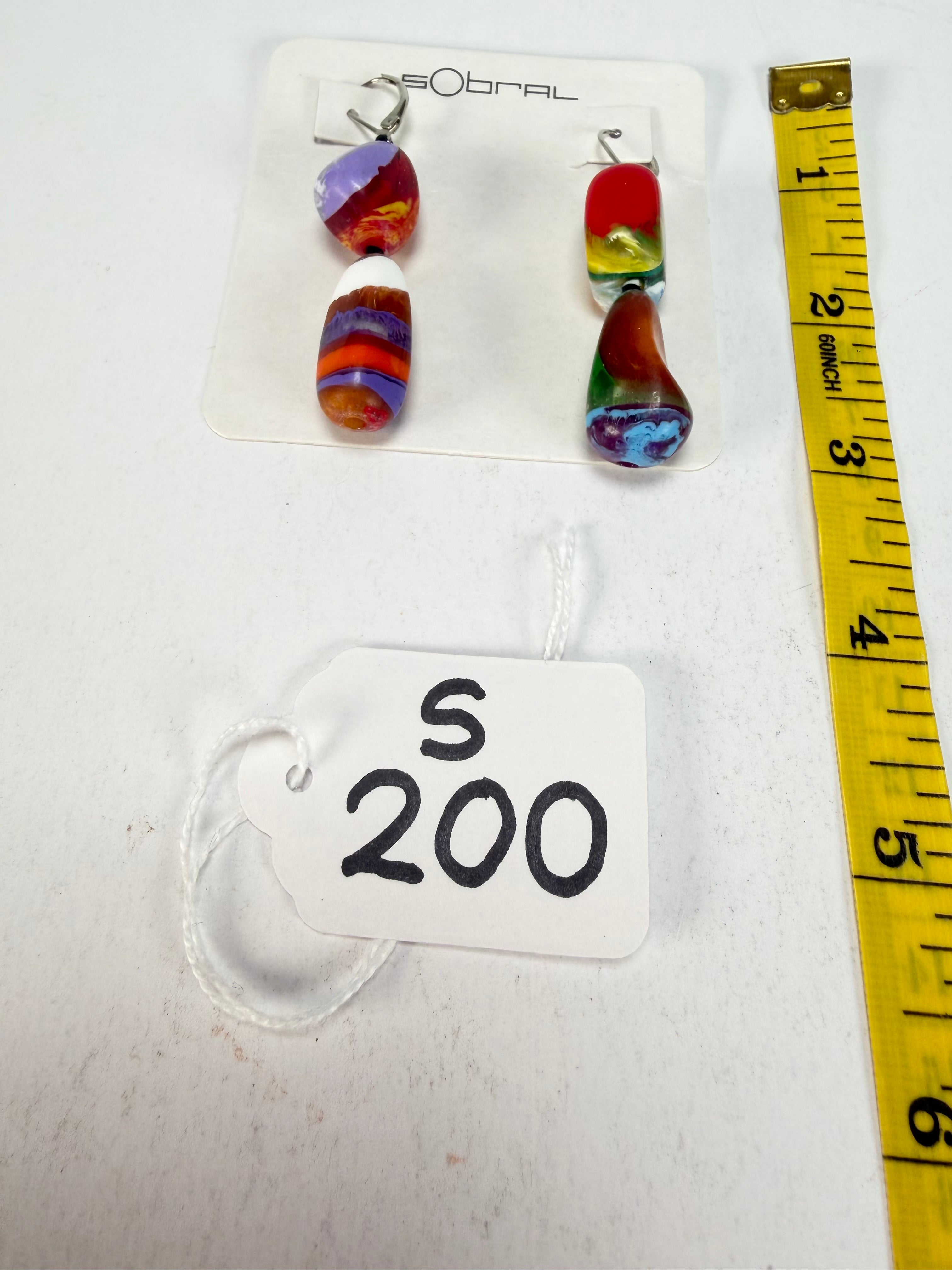 Sobral - Multi-Colour "Dual Stack" Studio Creation Pollock Resin Earrings ( 000000 )