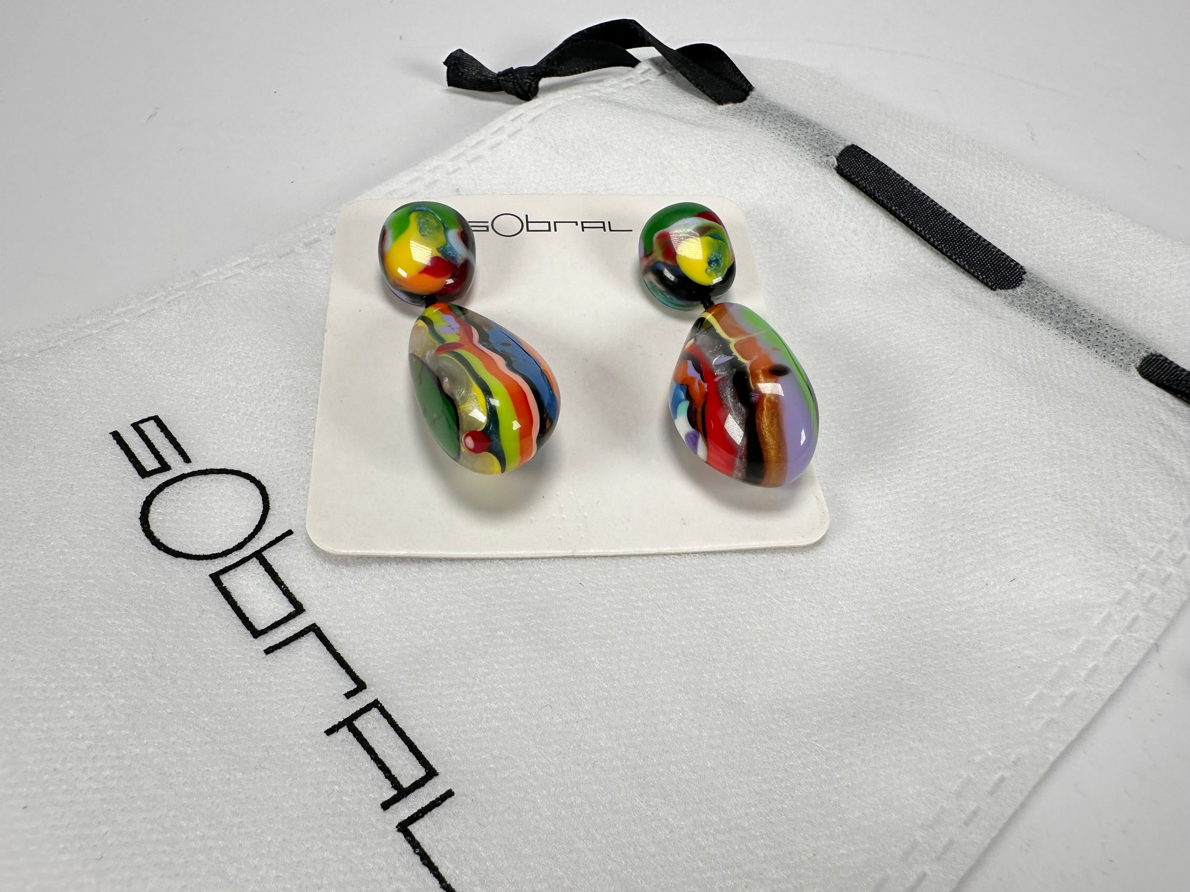 Sobral - Multi-Colour "Clave Efeitos" K.Polido Resin Earrings ( 004606 )