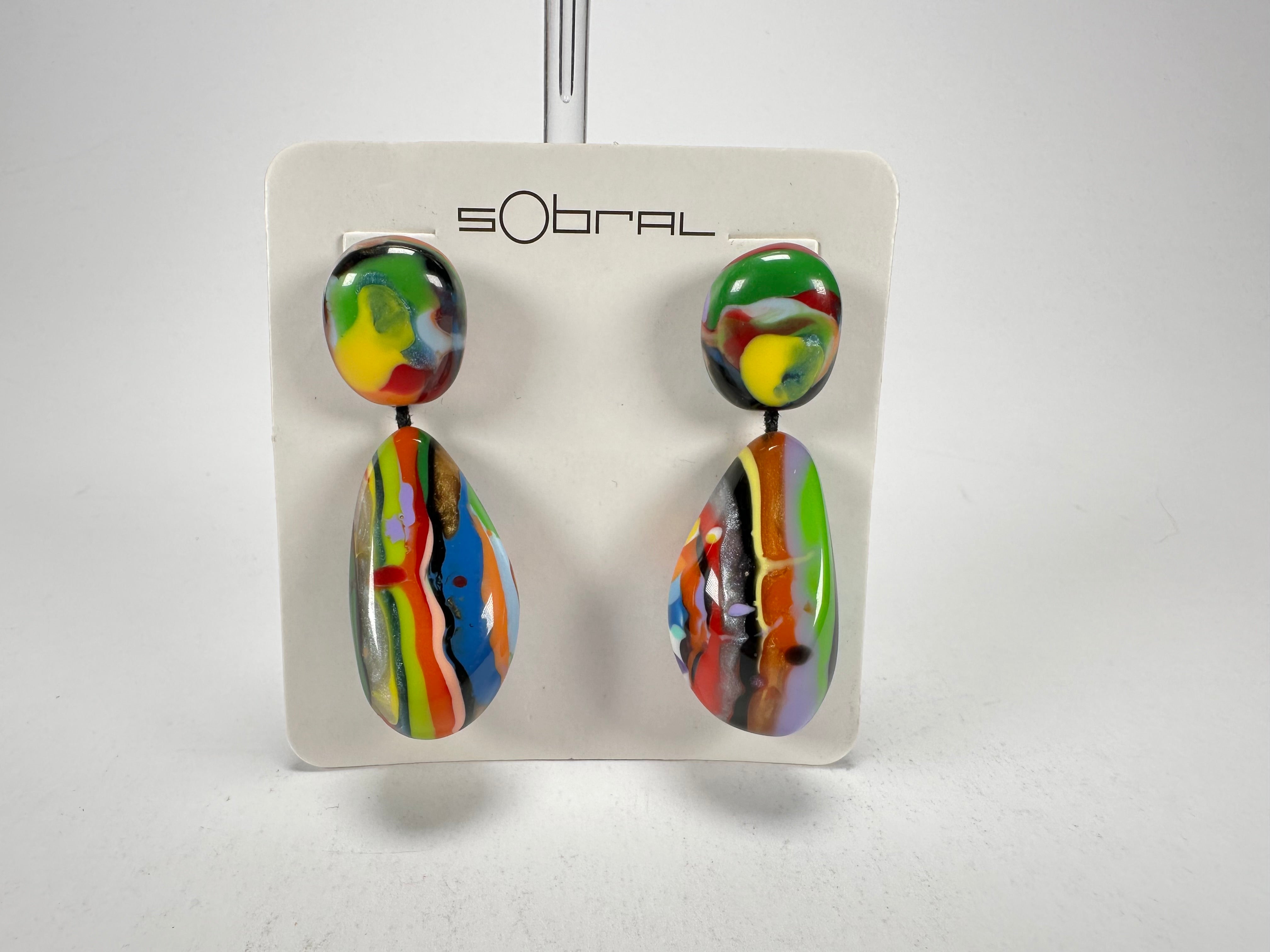 Sobral - Multi-Colour "Clave Efeitos" K.Polido Resin Earrings ( 004606 )