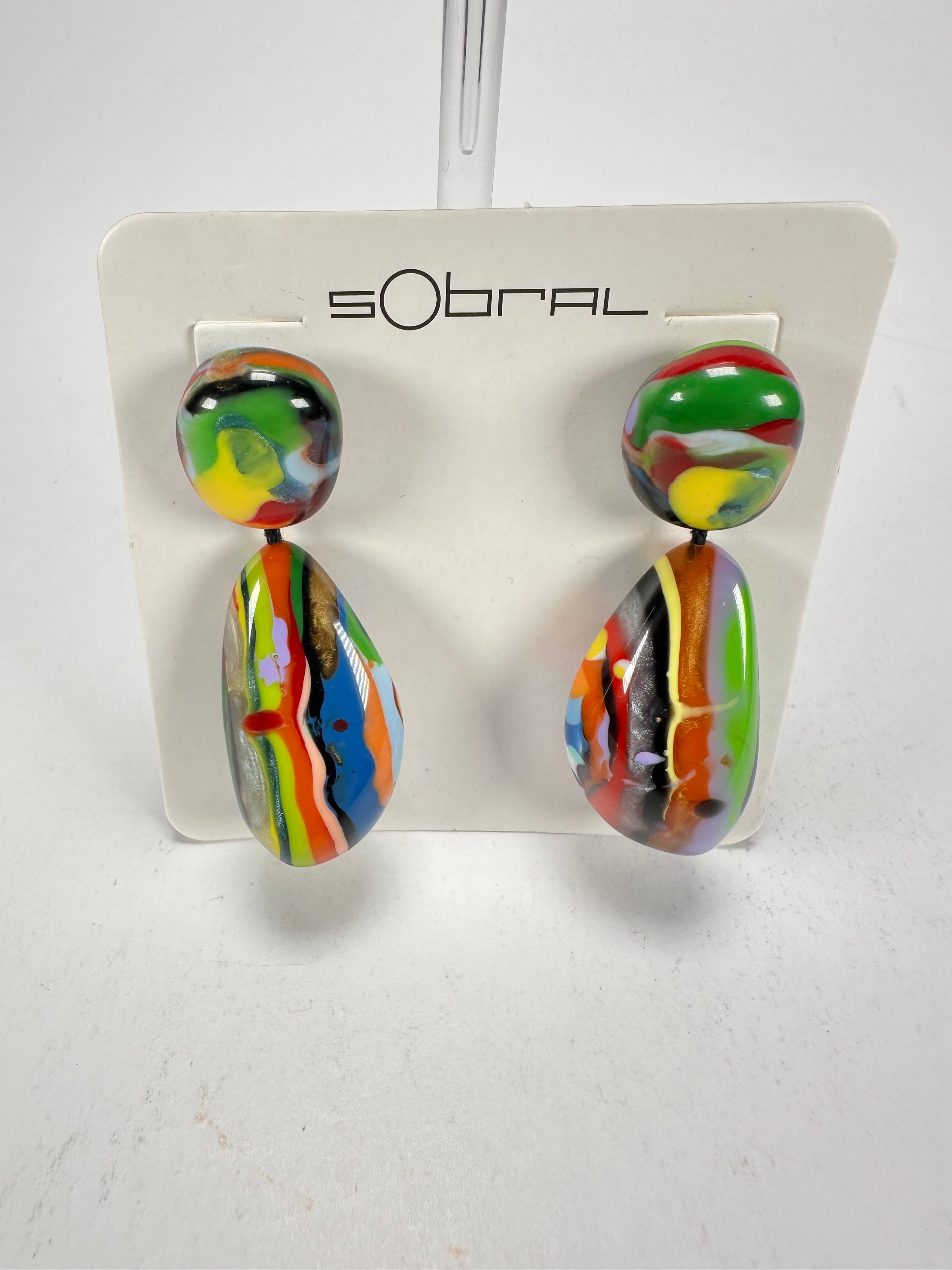 Sobral - Multi-Colour "Clave Efeitos" K.Polido Resin Earrings ( 004606 )