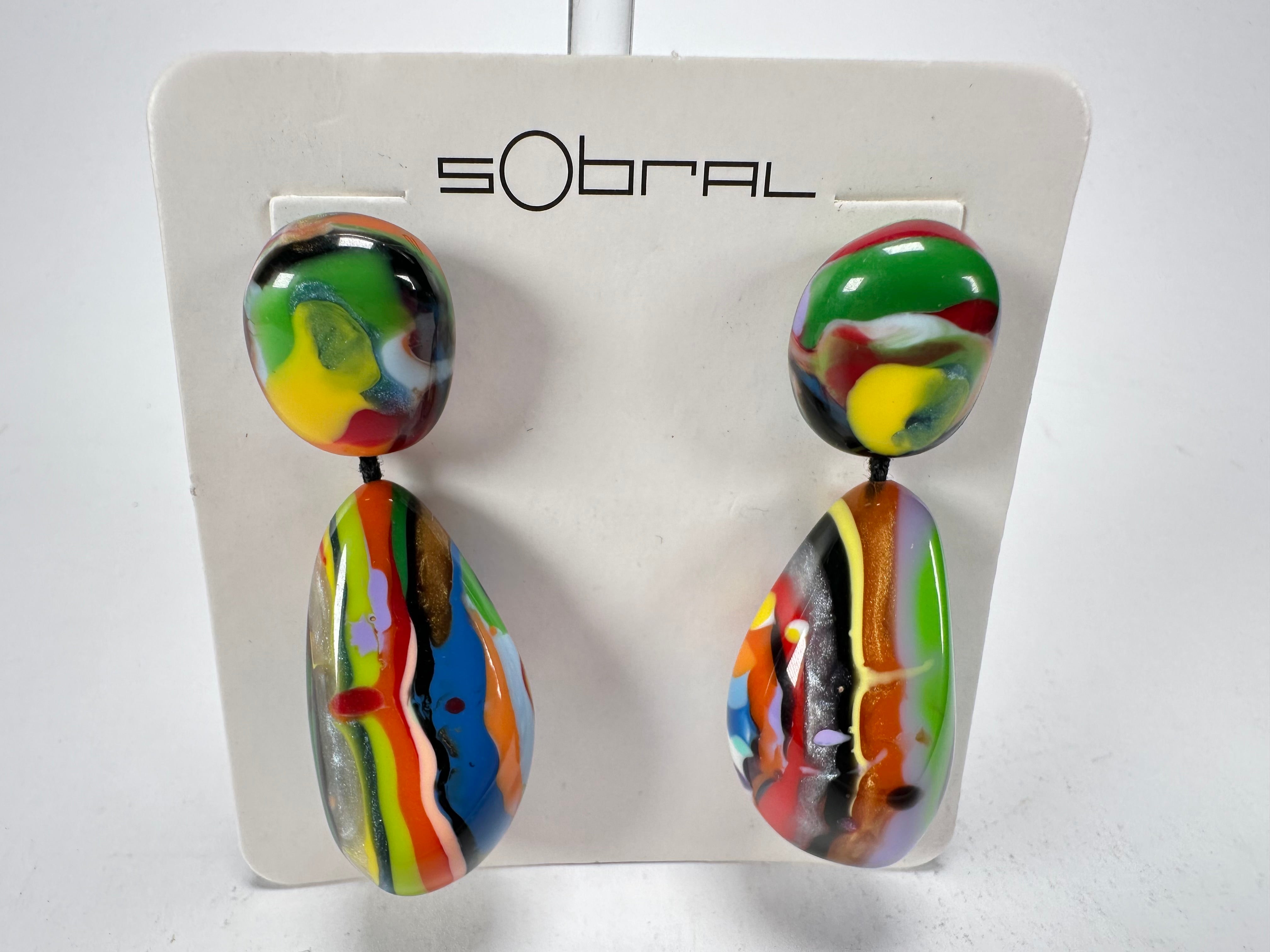 Sobral - Multi-Colour "Clave Efeitos" K.Polido Resin Earrings ( 004606 )
