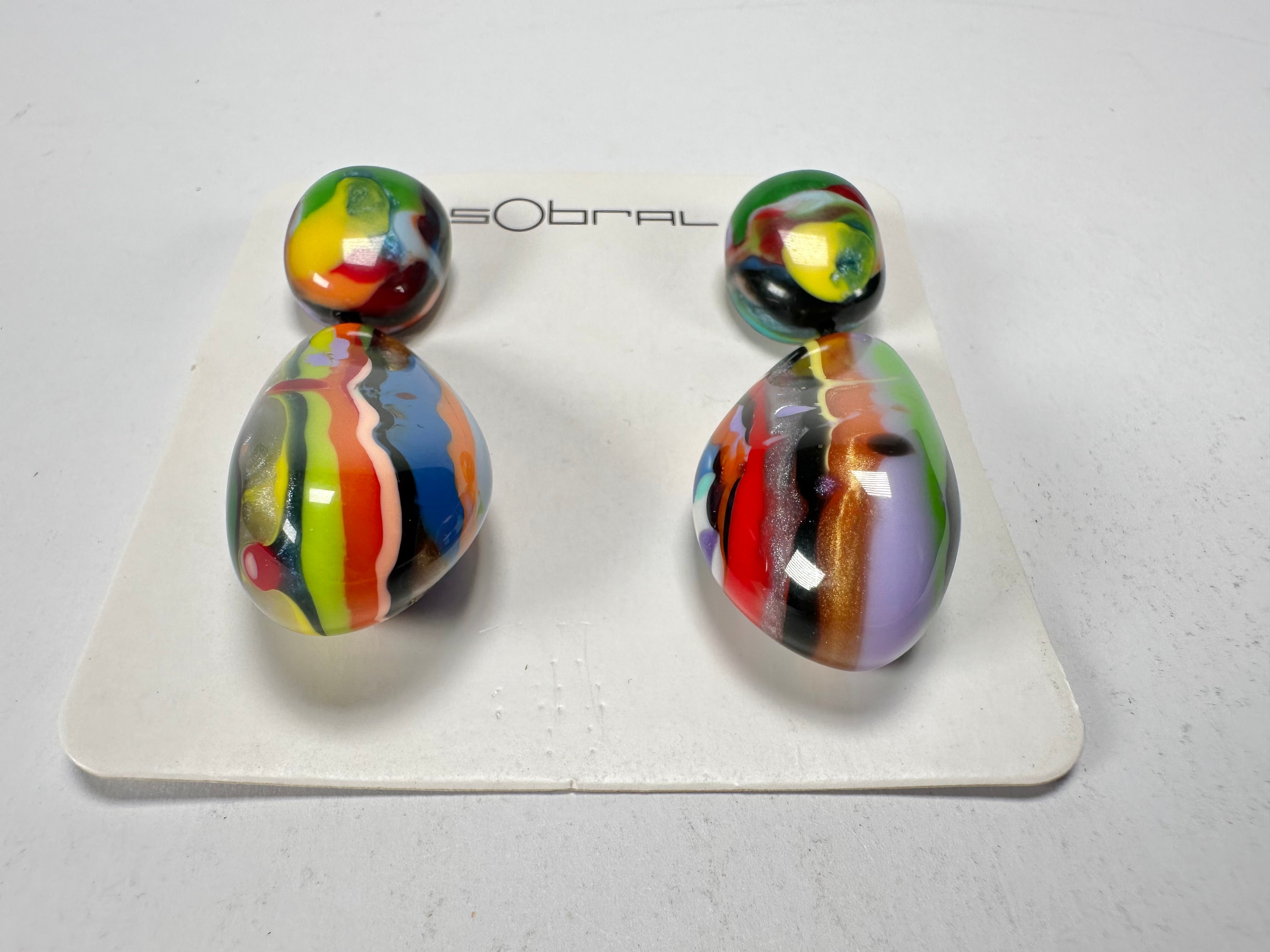Sobral - Multi-Colour "Clave Efeitos" K.Polido Resin Earrings ( 004606 )