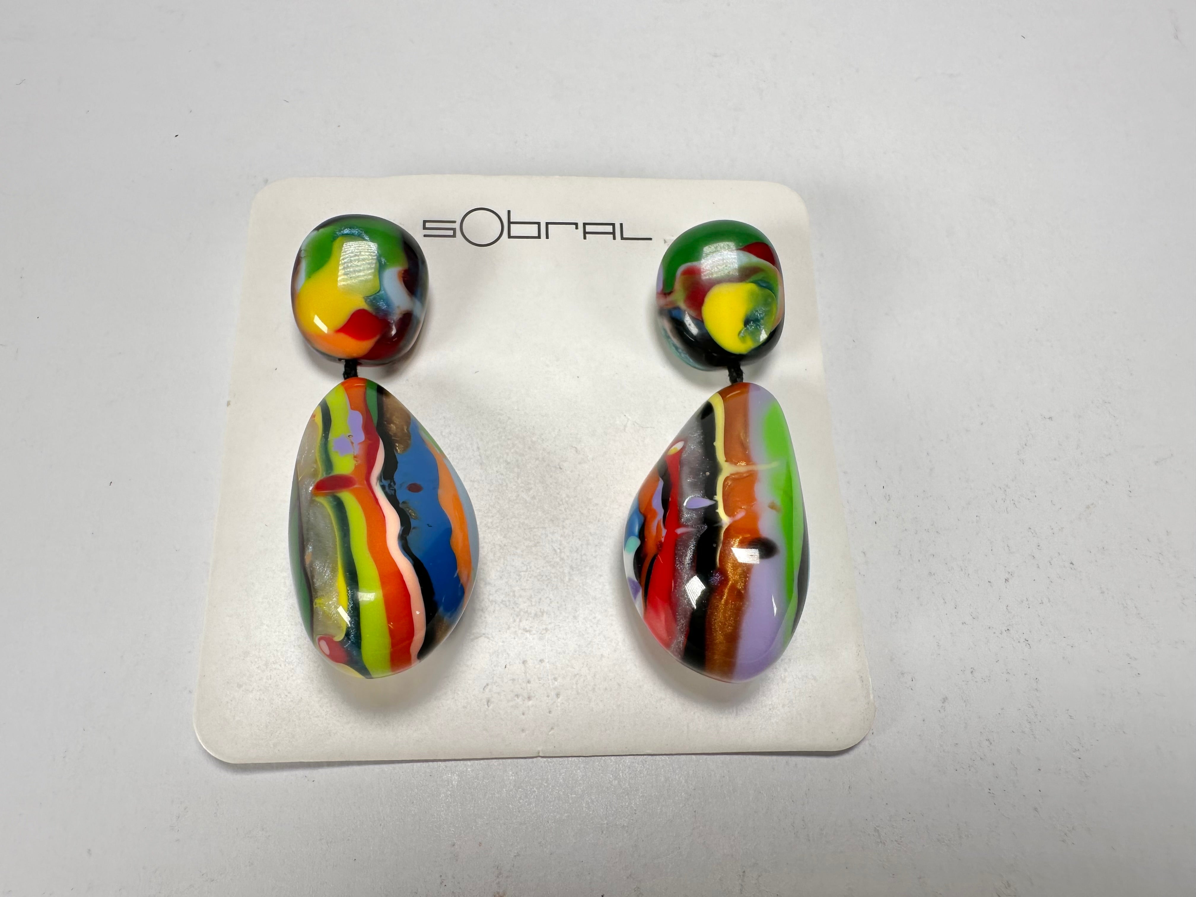 Sobral - Multi-Colour "Clave Efeitos" K.Polido Resin Earrings ( 004606 )