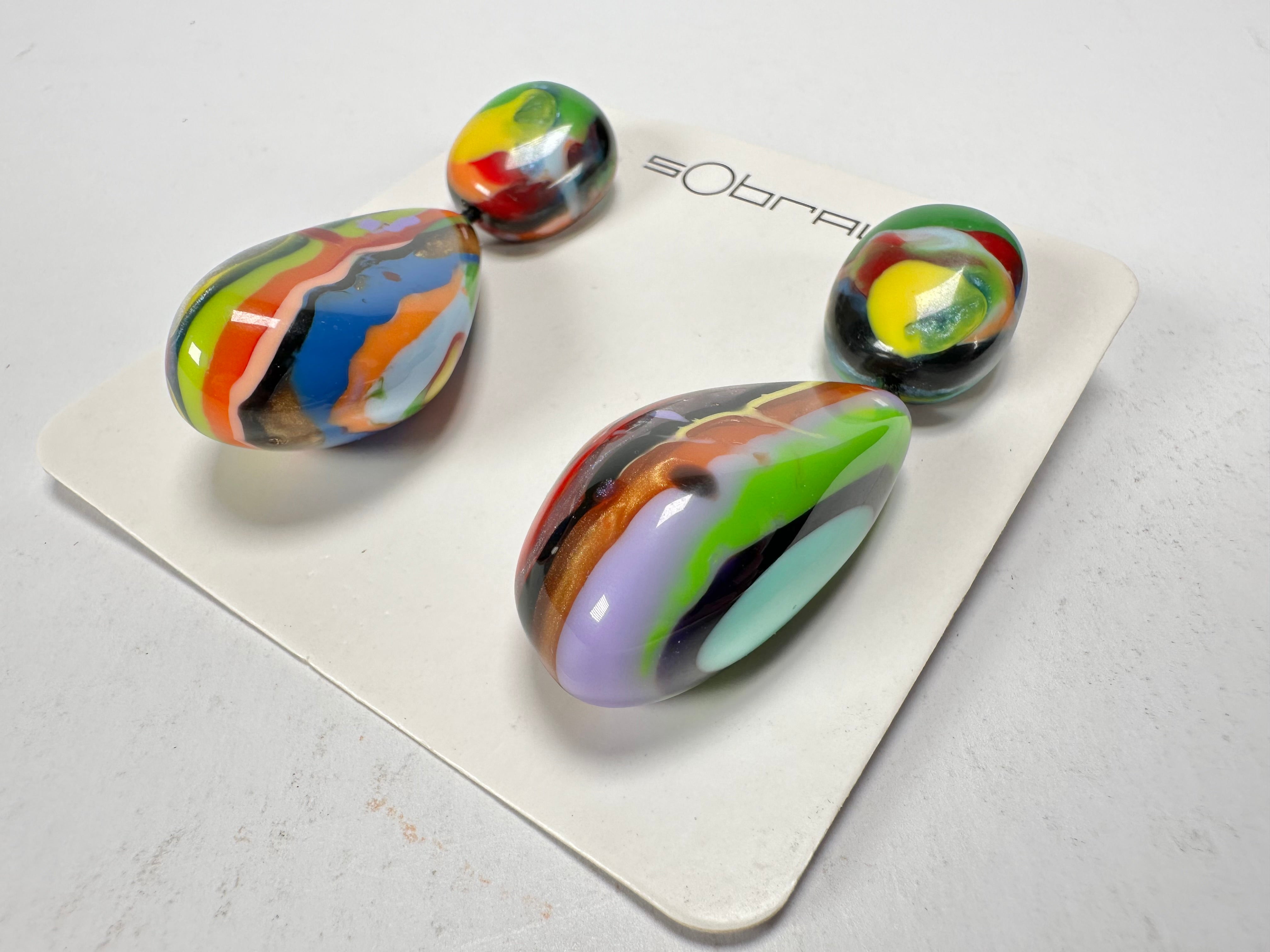 Sobral - Multi-Colour "Clave Efeitos" K.Polido Resin Earrings ( 004606 )