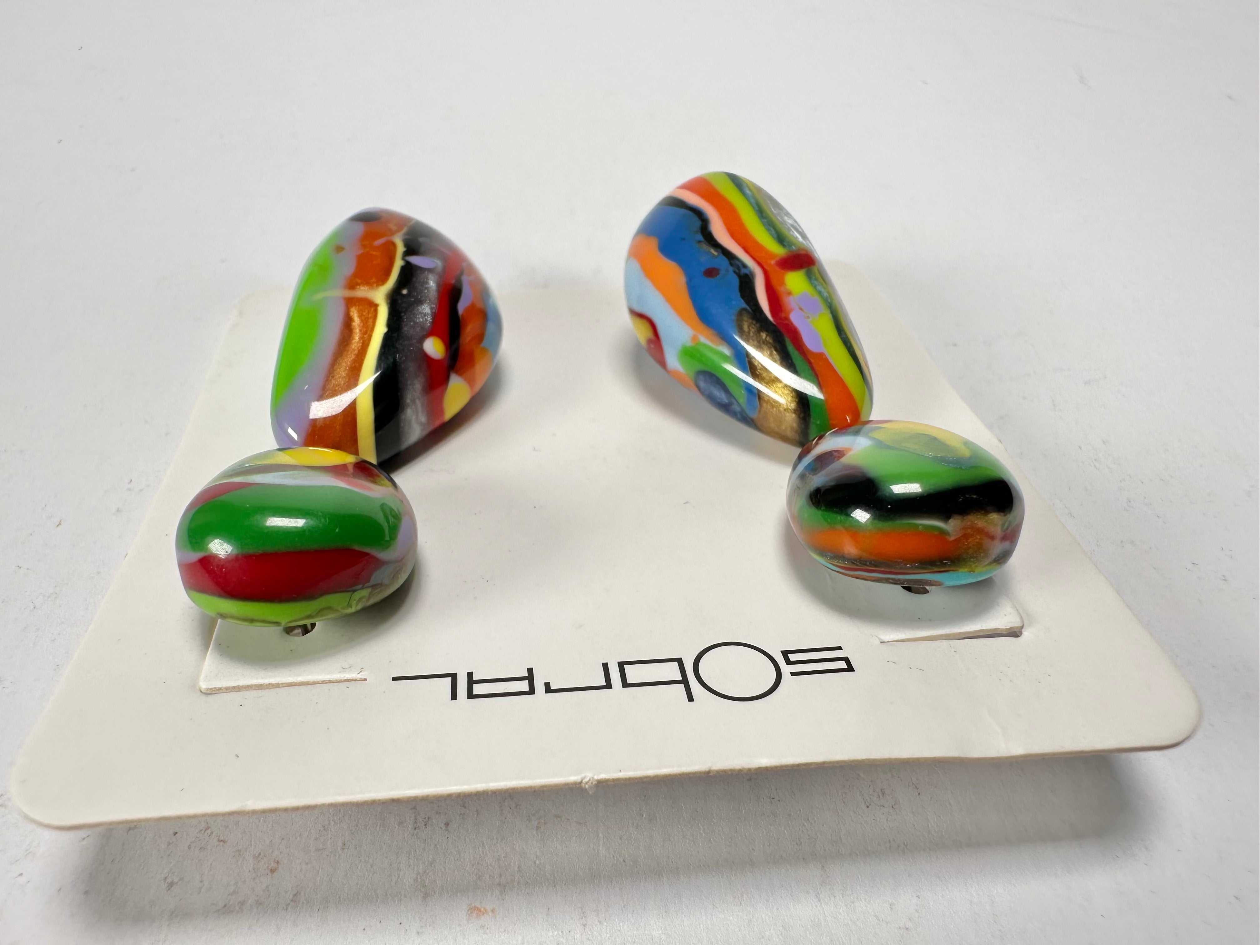 Sobral - Multi-Colour "Clave Efeitos" K.Polido Resin Earrings ( 004606 )