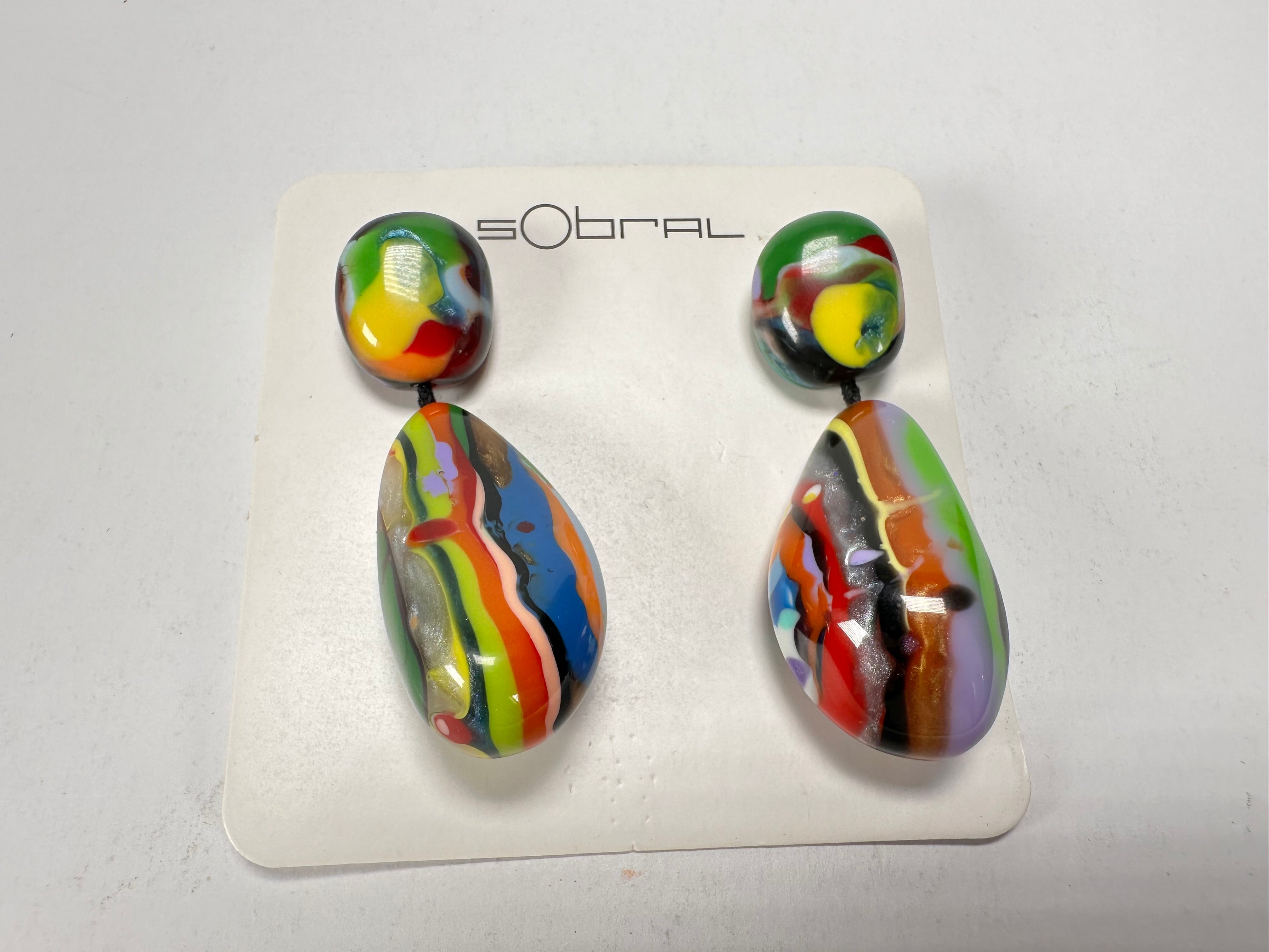 Sobral - Multi-Colour "Clave Efeitos" K.Polido Resin Earrings ( 004606 )