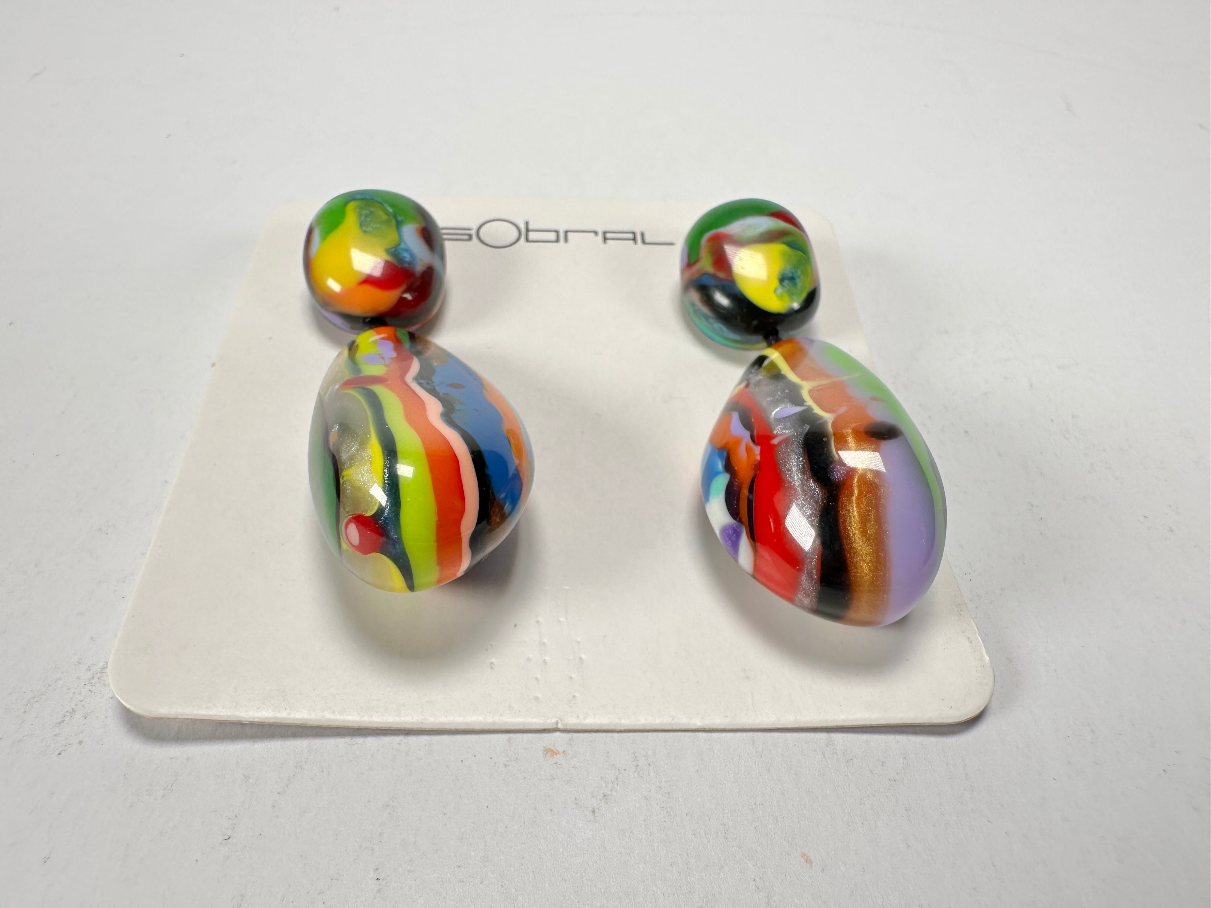 Sobral - Multi-Colour "Clave Efeitos" K.Polido Resin Earrings ( 004606 )