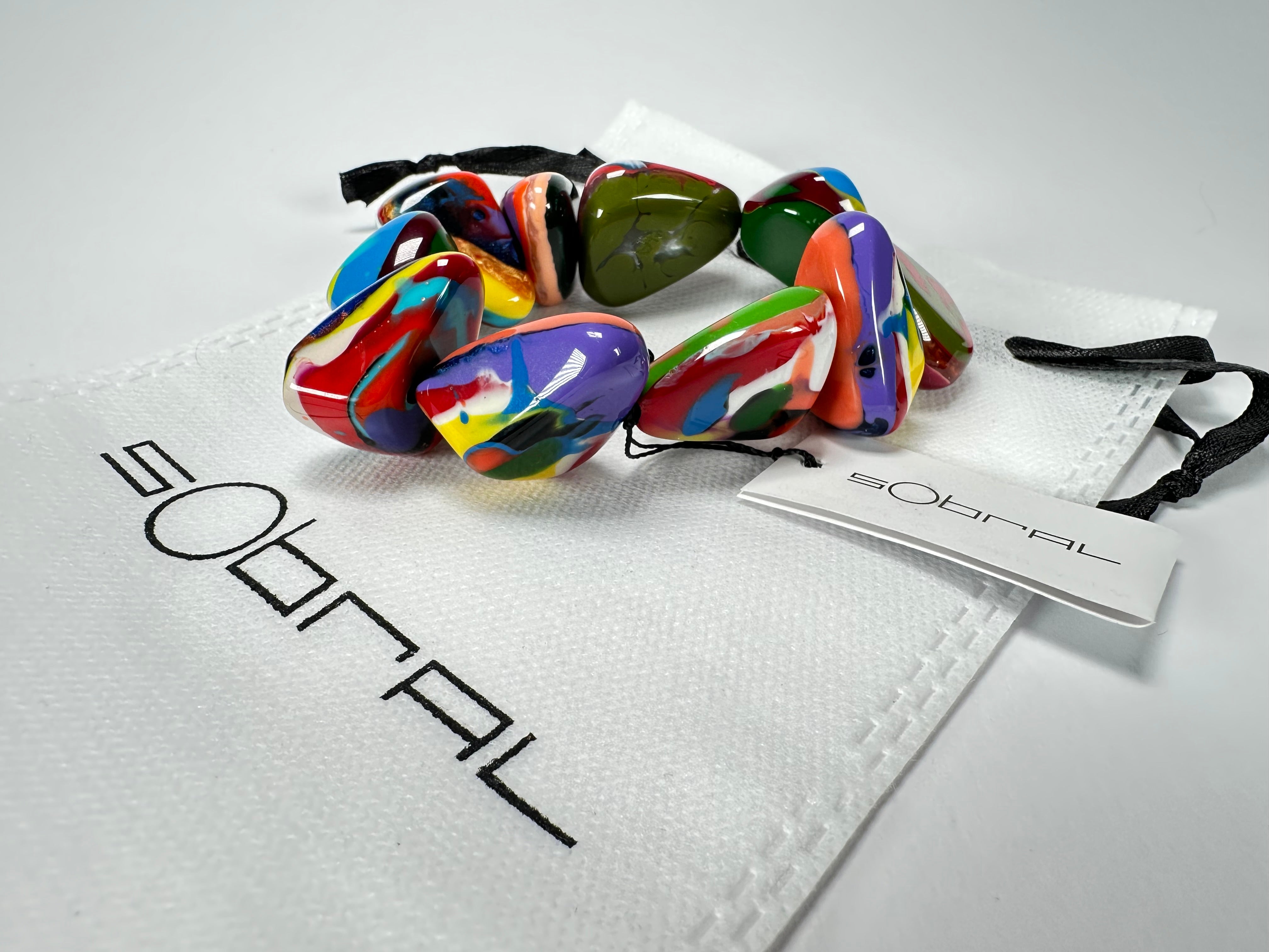 Sobral - Multi-Colour "Fuga" Diamante Elasticated Resin Bracelet ( 003619 )