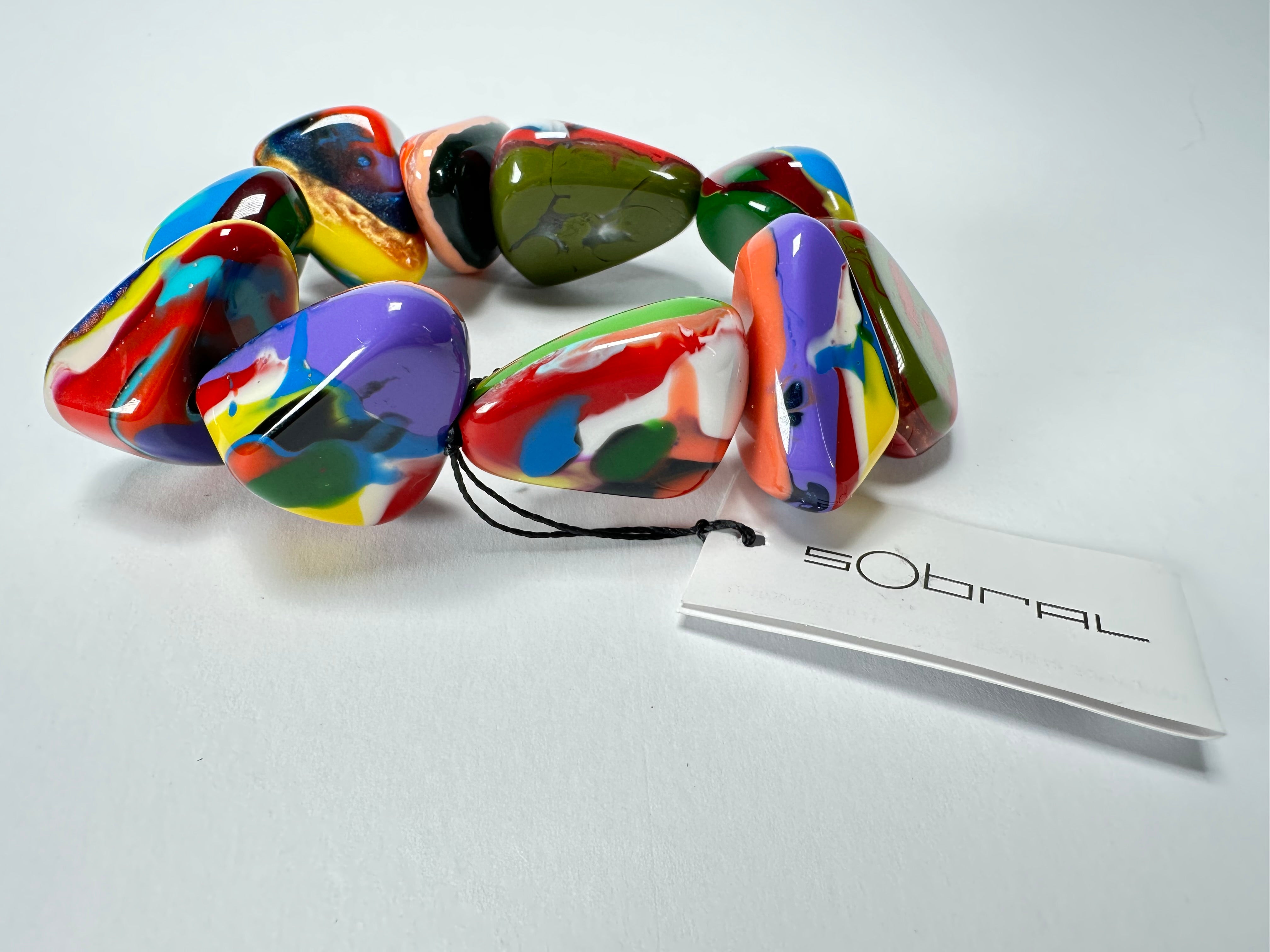 Sobral - Multi-Colour "Fuga" Diamante Elasticated Resin Bracelet ( 003619 )