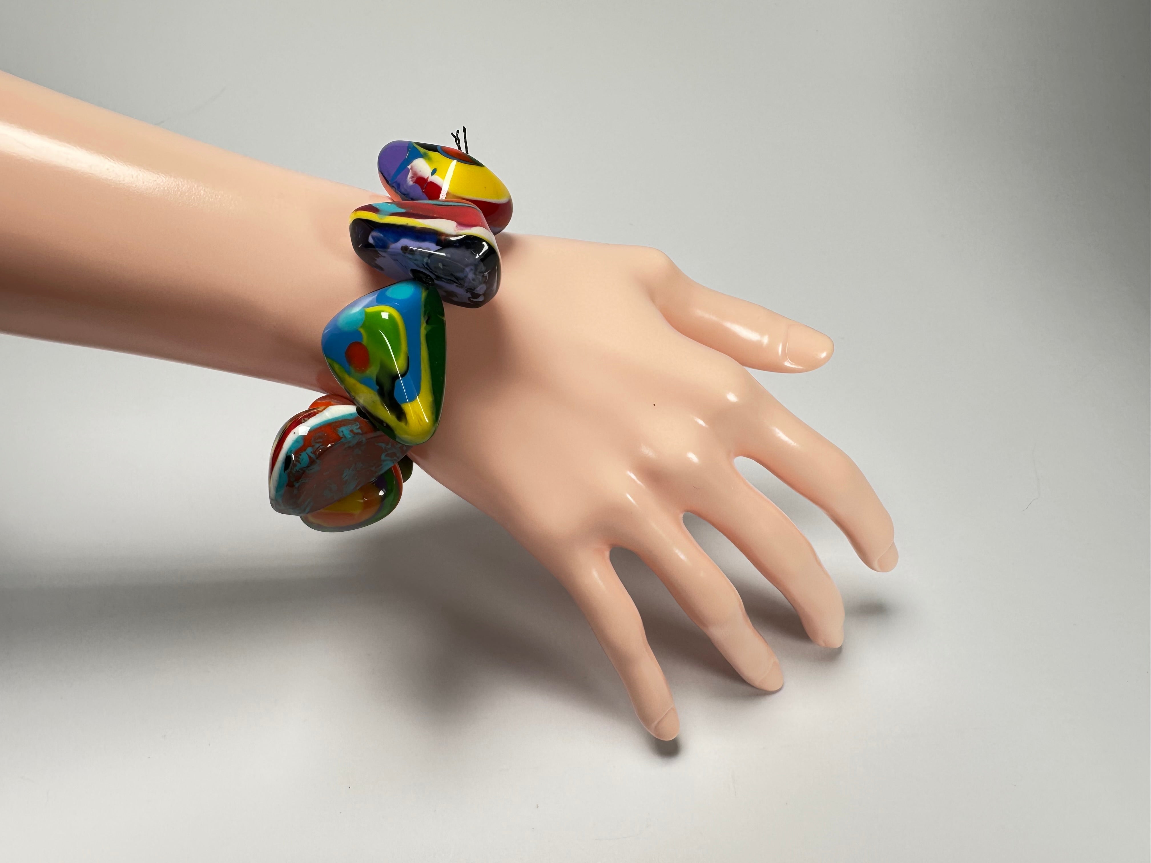 Sobral - Multi-Colour "Fuga" Diamante Elasticated Resin Bracelet ( 003619 )